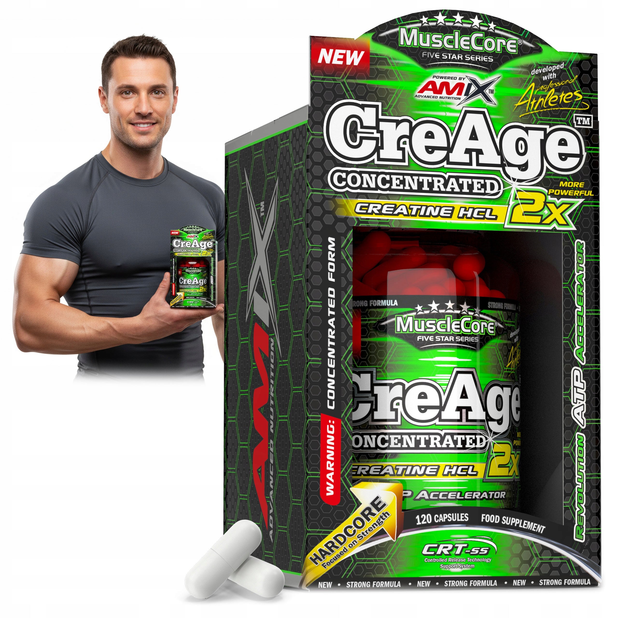 Amix Musclecore CreAge 120caps CREATINE HCL - The Strongest Creatine Strong!
