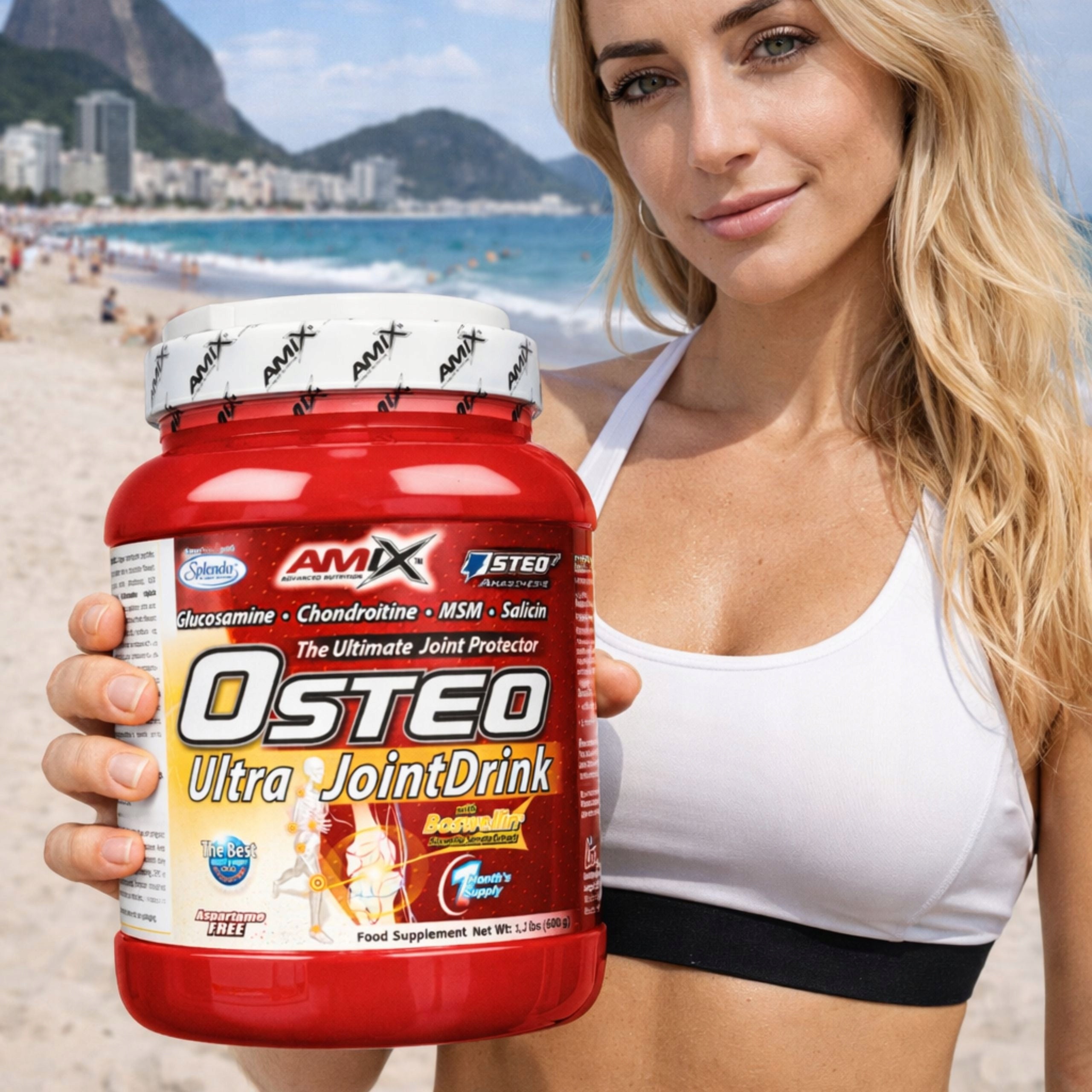 Amix Osteo Ultra Joint Drink Collagen MSM Glucosamine Joint Protection Fruit Expiration date at least six months from the date of purchase