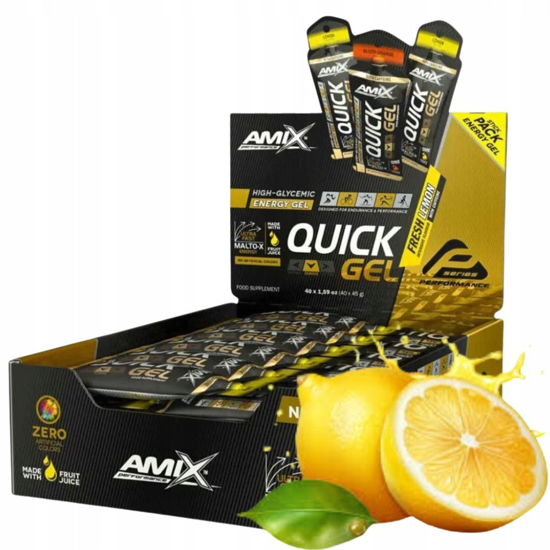 Amix Quick Gel 45 ml Energy gel liquid lemon flavor carbon ironman
