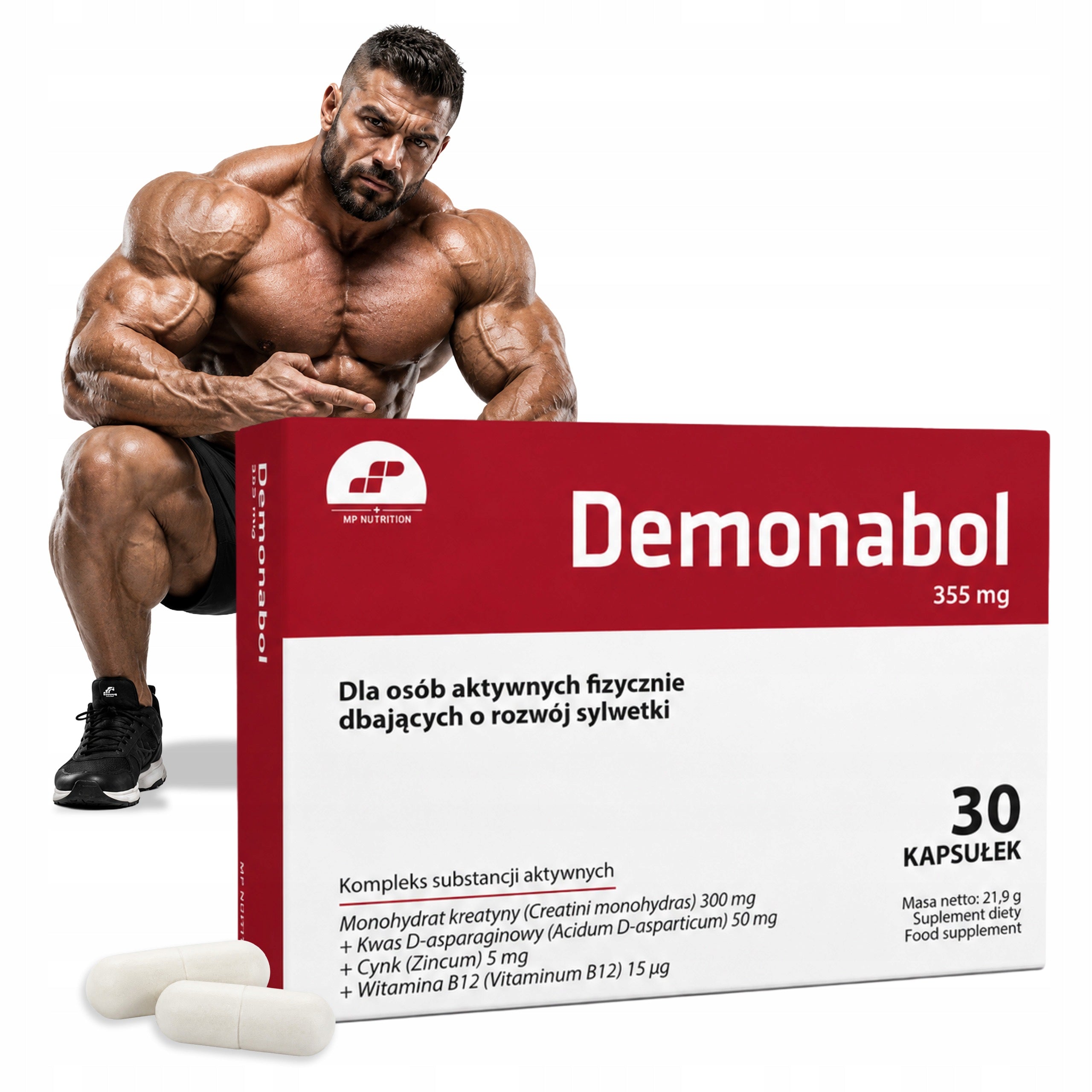 Anabolic Demonabol 30 kaps Zinc Vitamin B12 DAA TEstosterone MP Nutrition