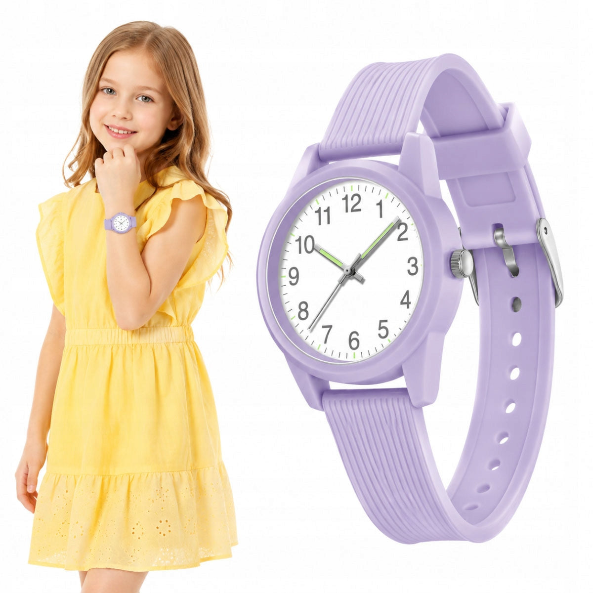 Analog Watch for Children in 4+ Years Waterproof Purple