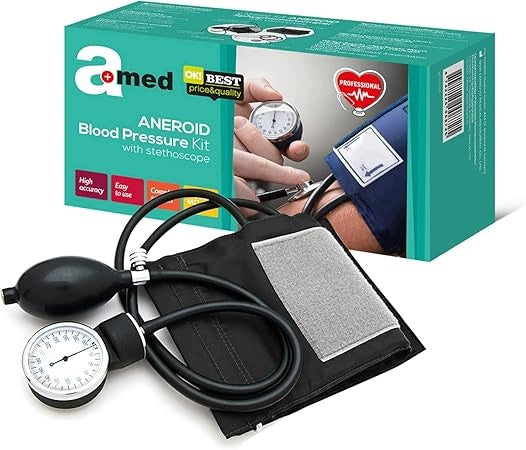 Analog blood pressure monitor AMED with shoulder stethoscope manual set