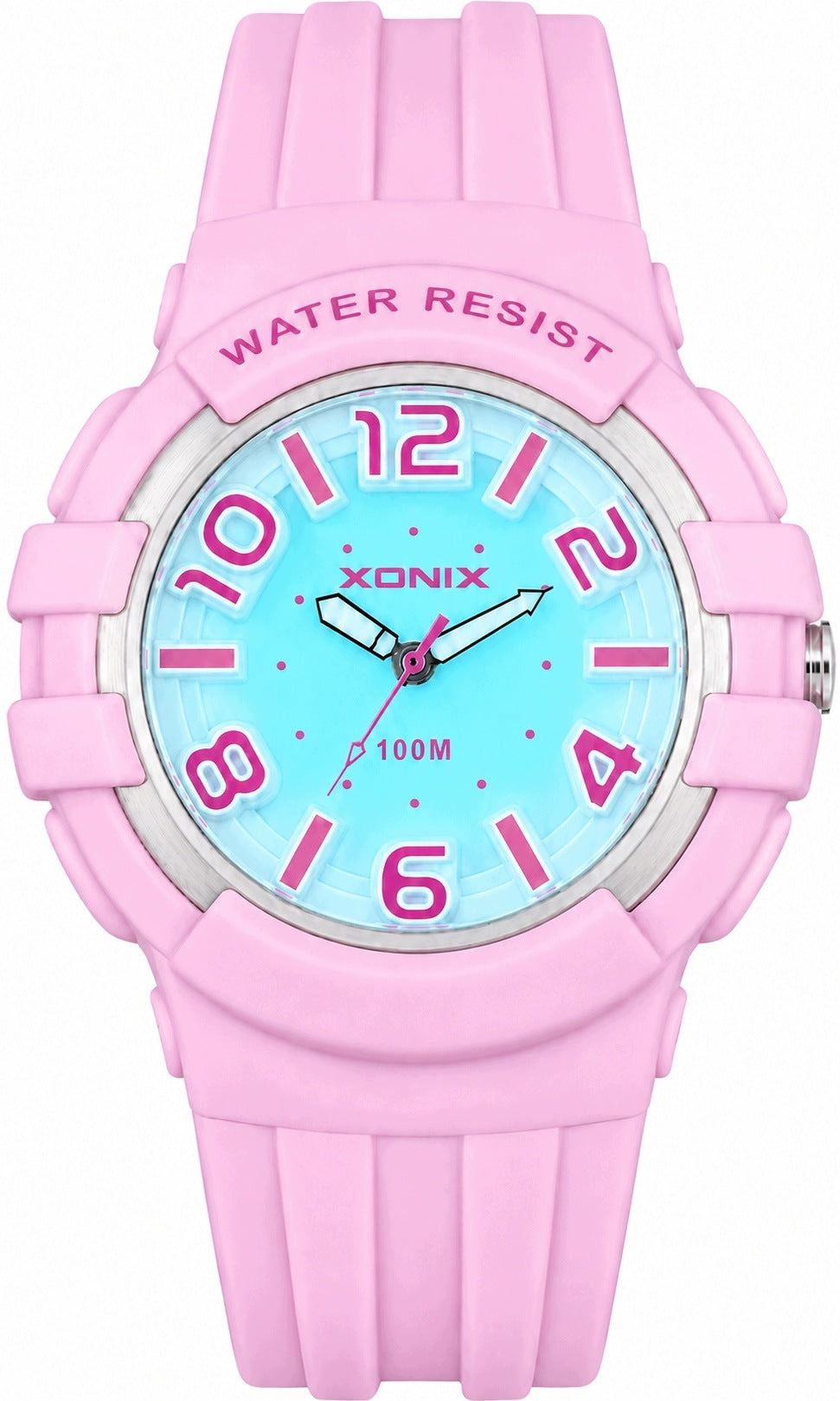 Analog watch XONIX pink 10 ATM LED sports WATERPROOF RUBBER Brand Xonix
