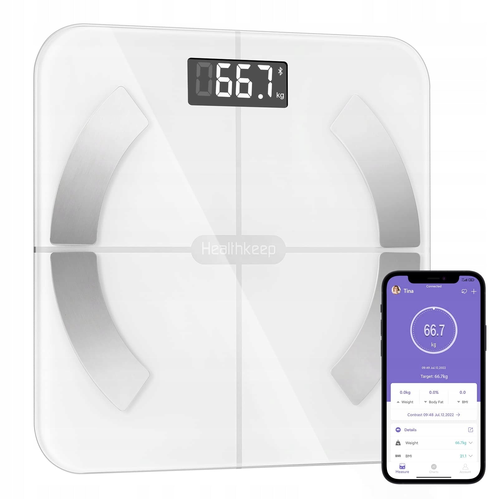 Analytical bathroom scale Healthkeep FG263LBW white application FITDAYS
