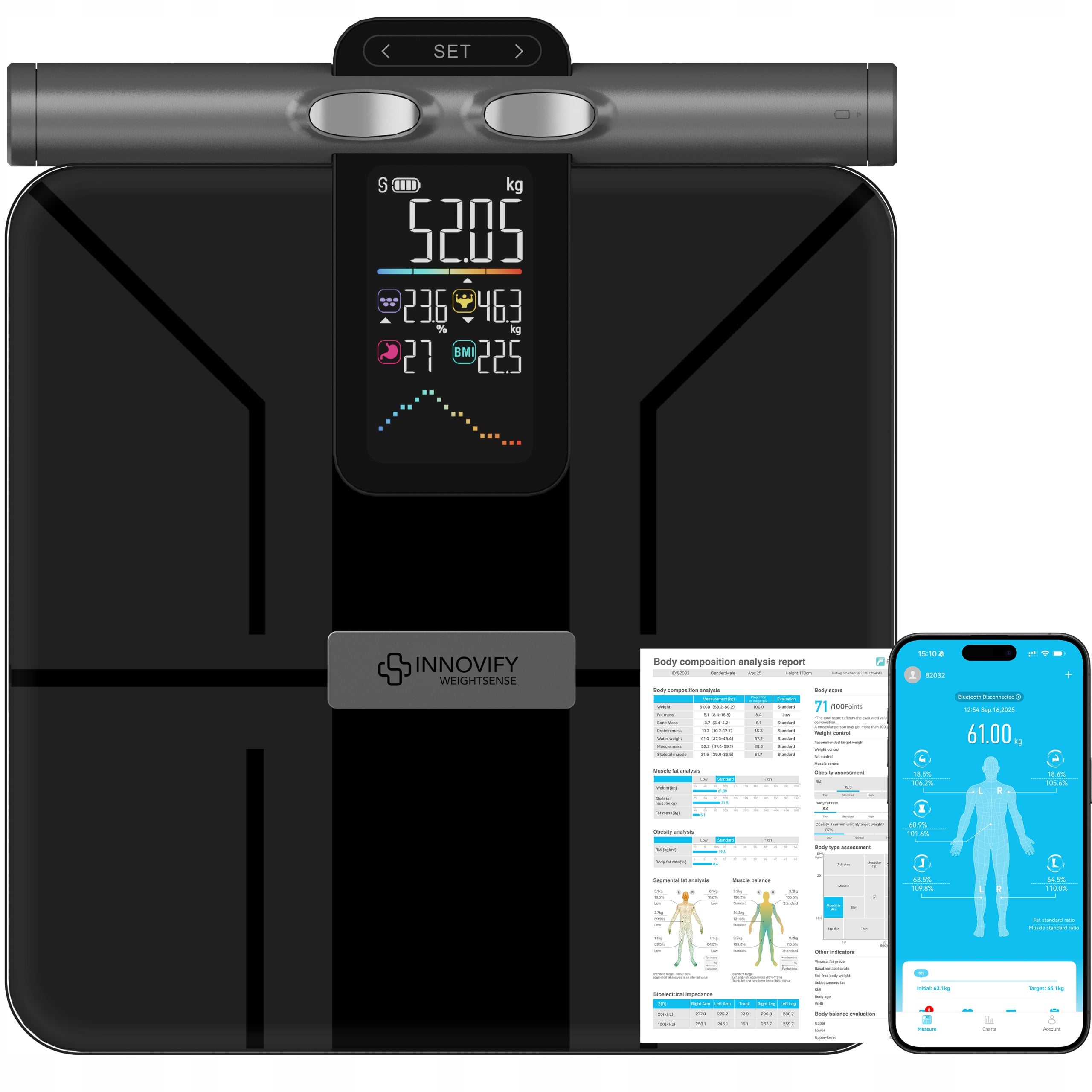 Analytical bathroom scale, Innovify WeightSense 8050, 28 body parameters
