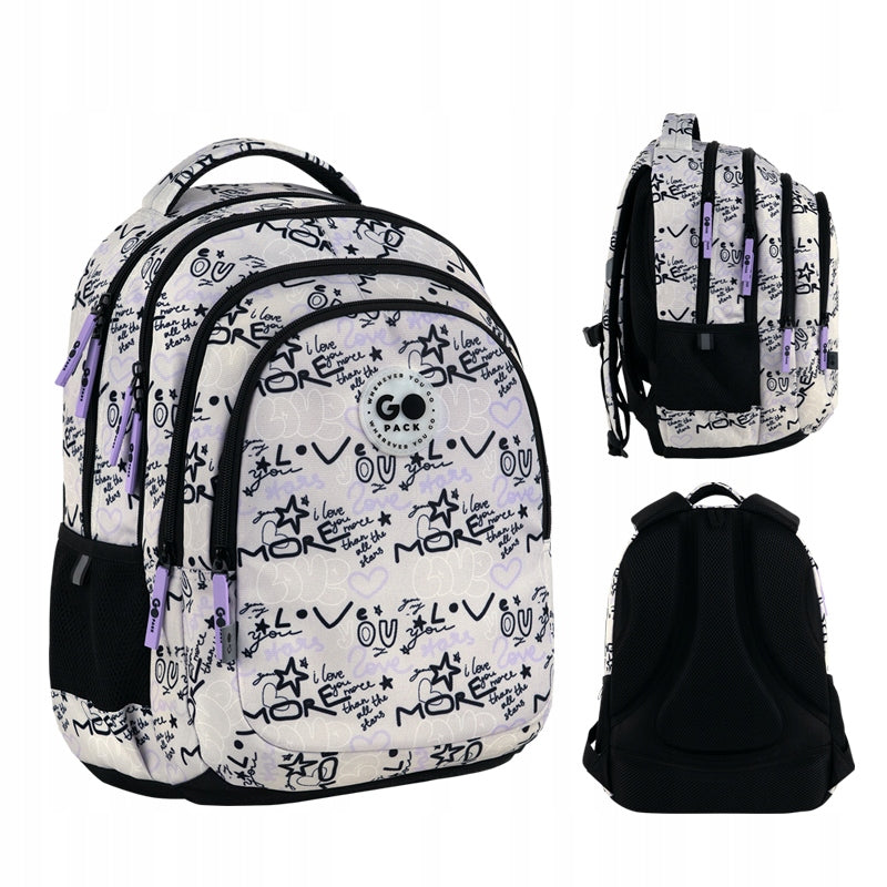 Anatomical school backpack for girls for teenagers beige GoPack