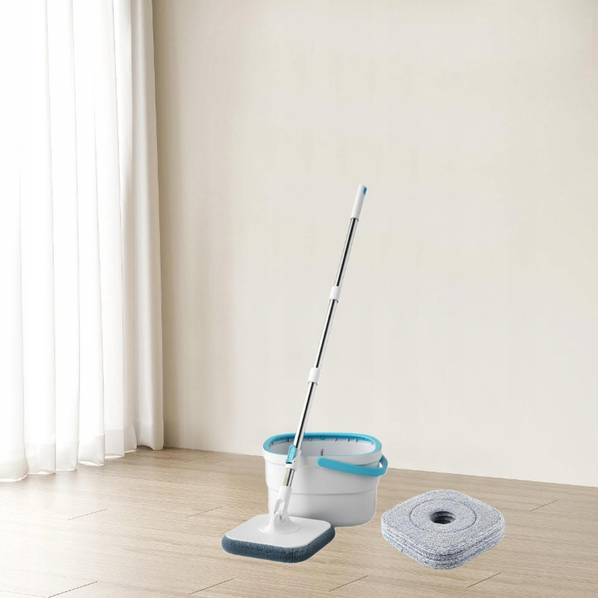 And Bucket Set, Flat Bucket, Stainless Steel Household 5 Mop Pads