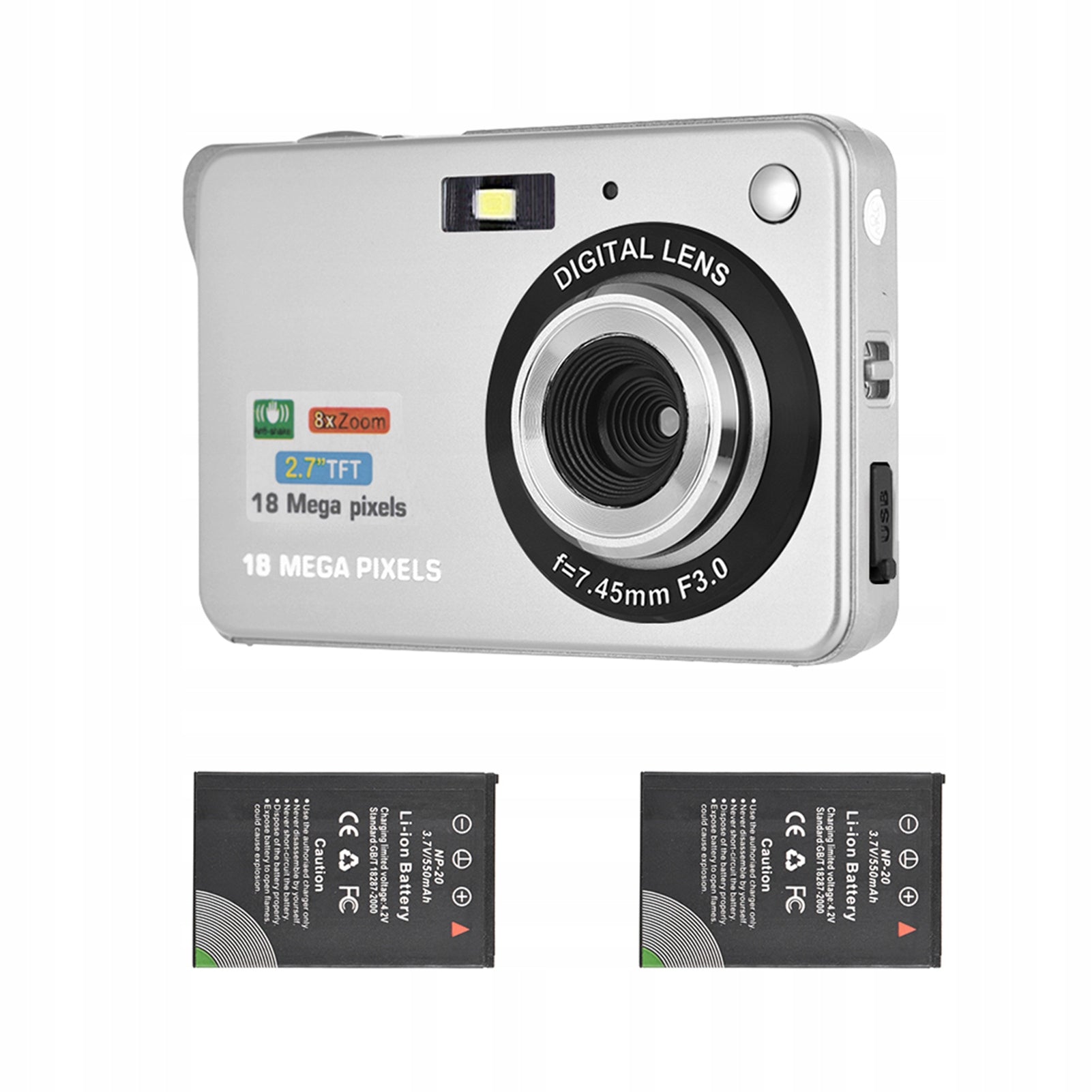 Andoer 18M 720p HD Digital Camera Video Camera With 2X 8x JI Batteries