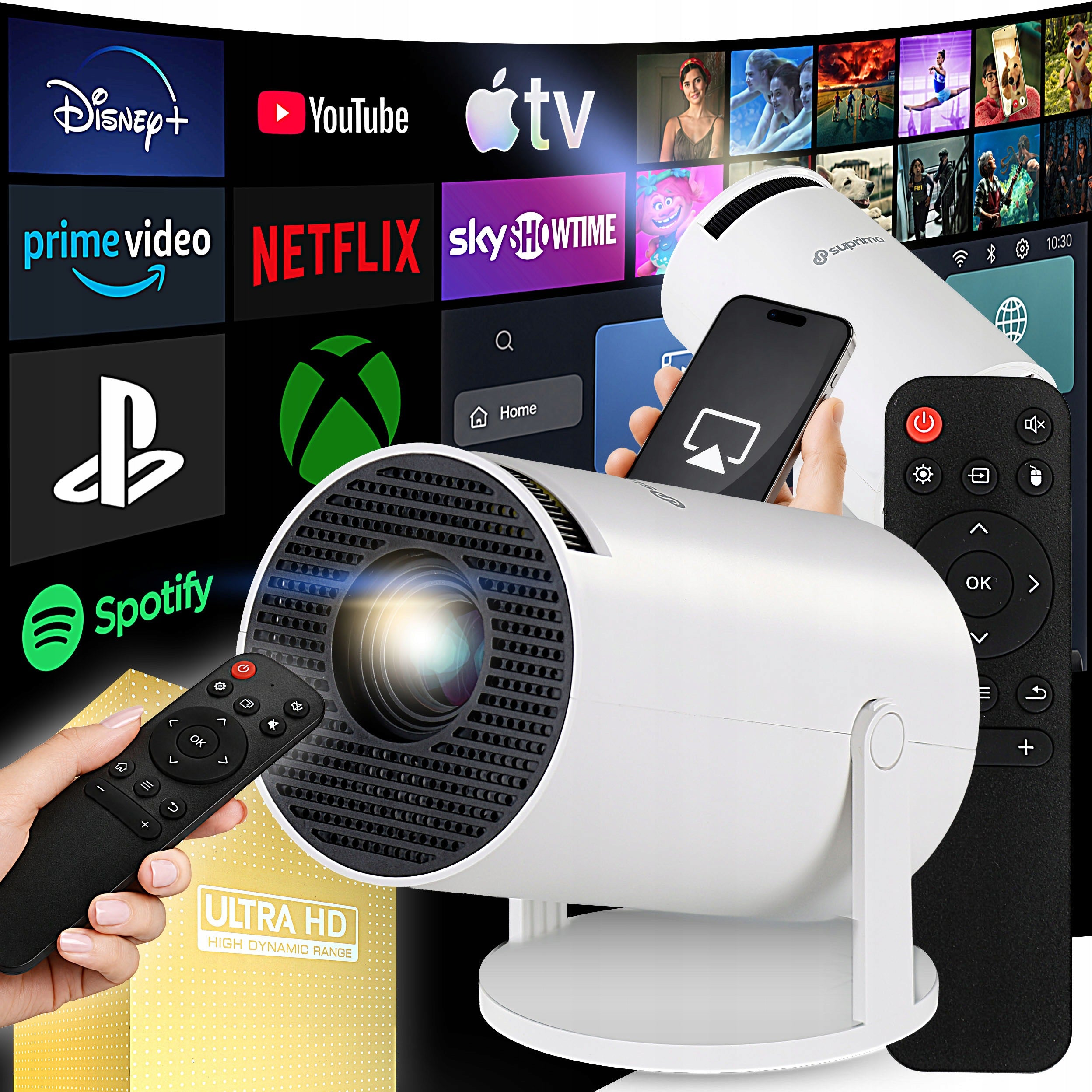 Android Projector 13 WIFI LED 4K Portable Smart TV SPEAKER+ REMOTE CONTROL