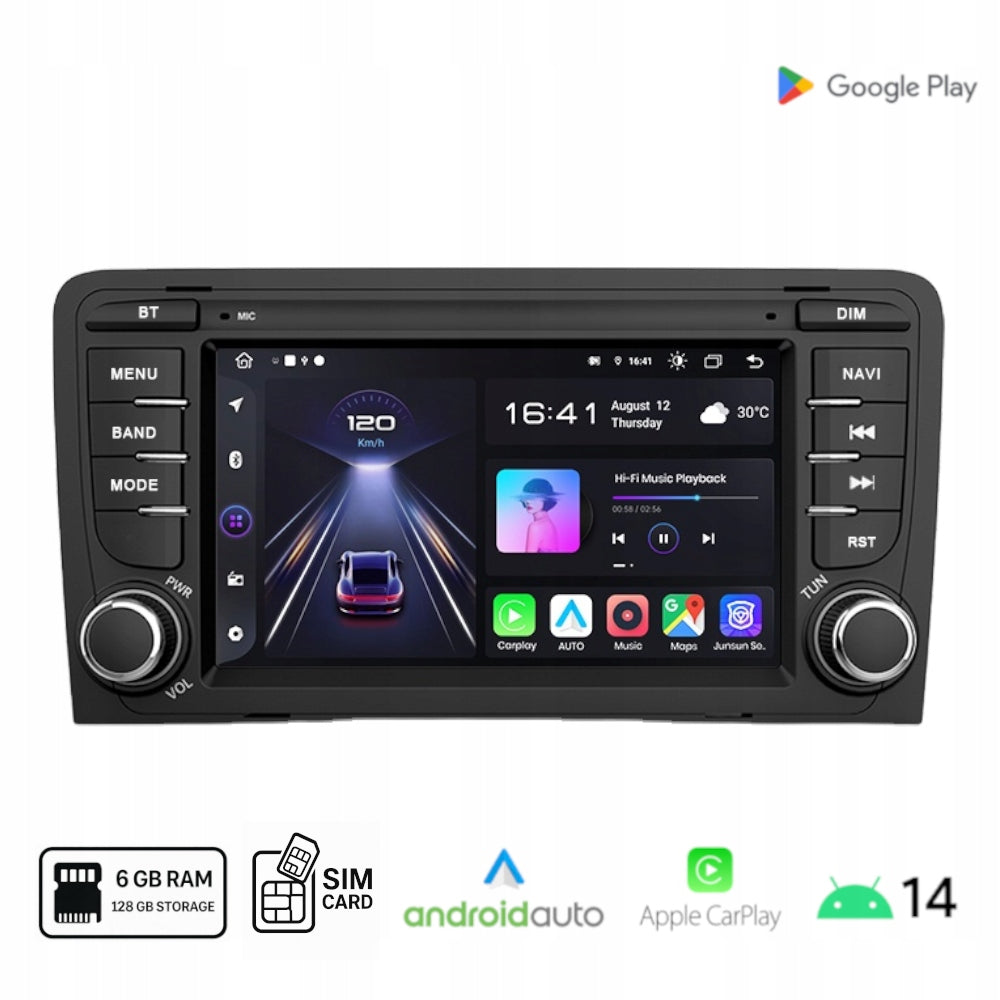 Android radio for Audi A3 8P / Carplay Android Auto Wi-Fi SIM 6+128 GB