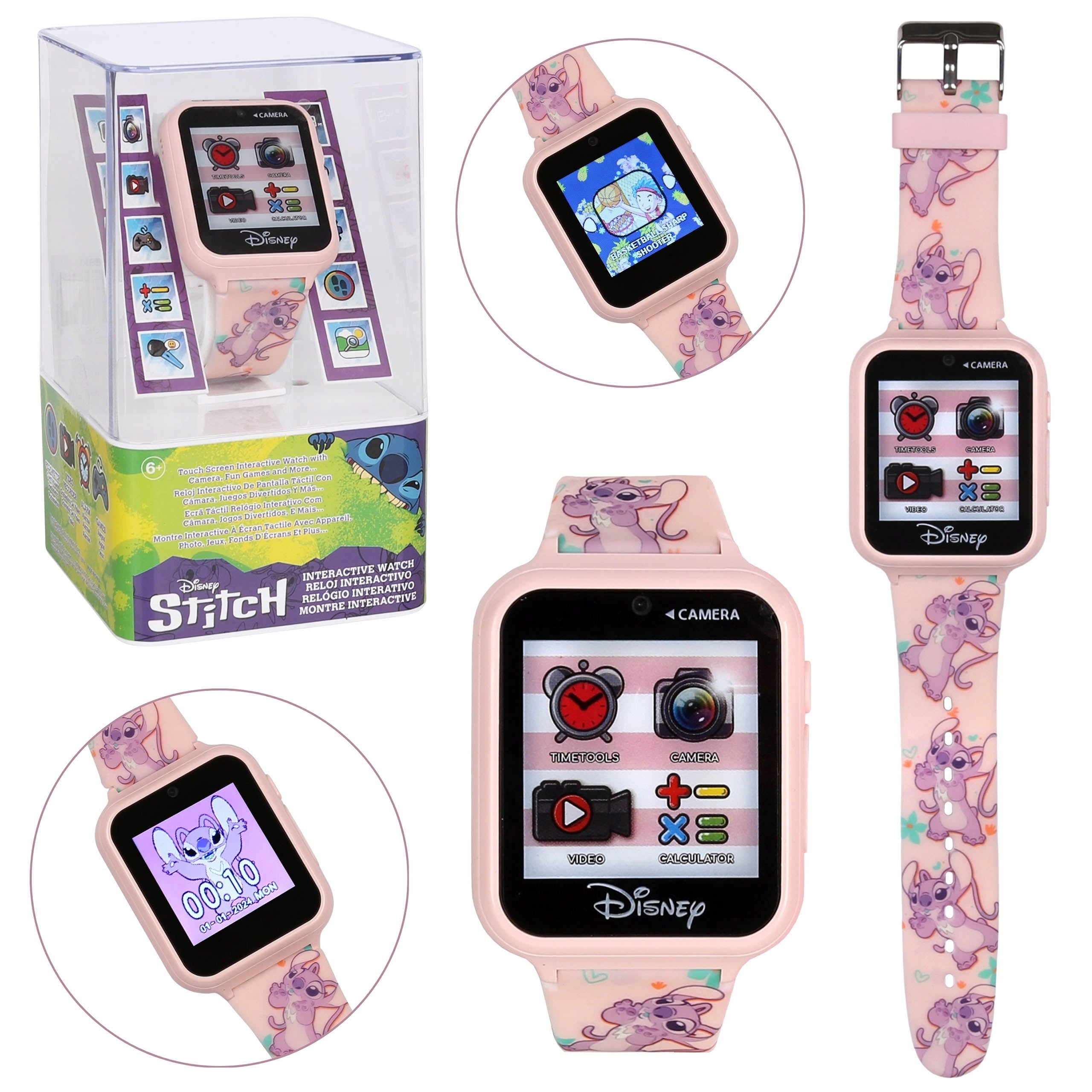 Andzia and Stitch Pink multifunctional watch, smartwatch children's watch