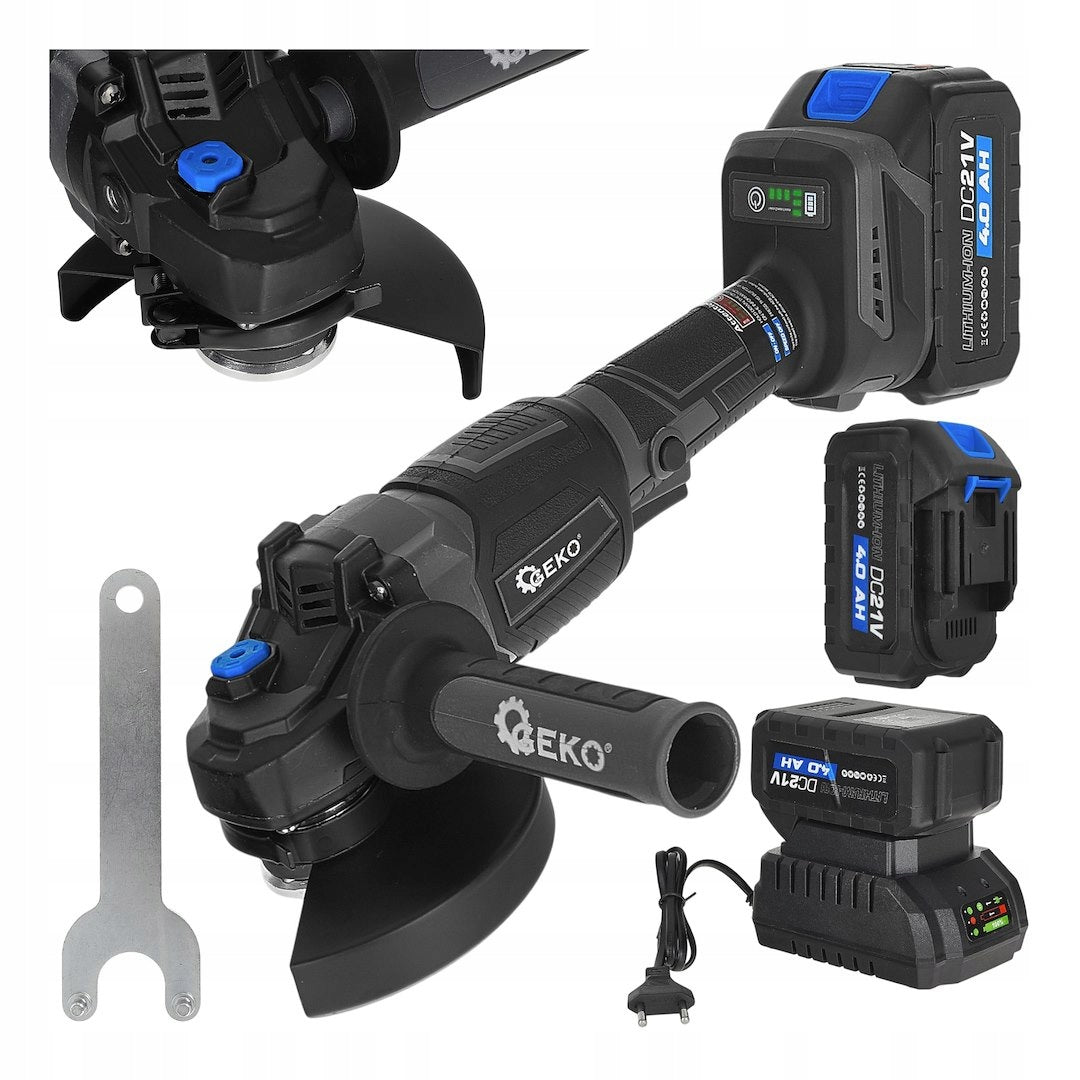 Angle Grinder 125mm POWERFUL 950W Cordless Brushless 2x4.0Ah 21V