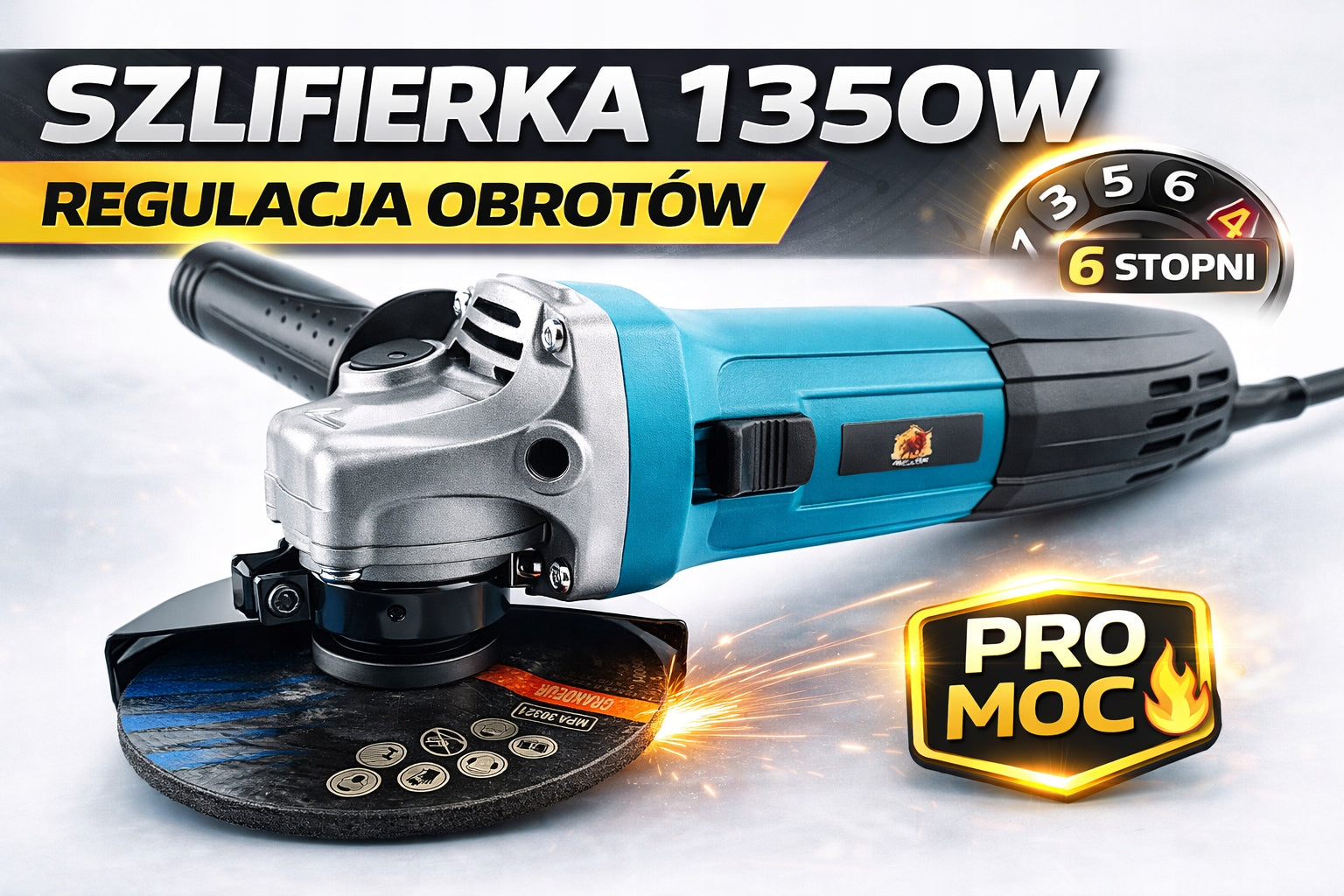 Angle Grinder 1350W 125mm Rotation Adjustment 6 Degree 11000rpm Strong Manufacturer code BT5200 BAVARIA -TOOLS