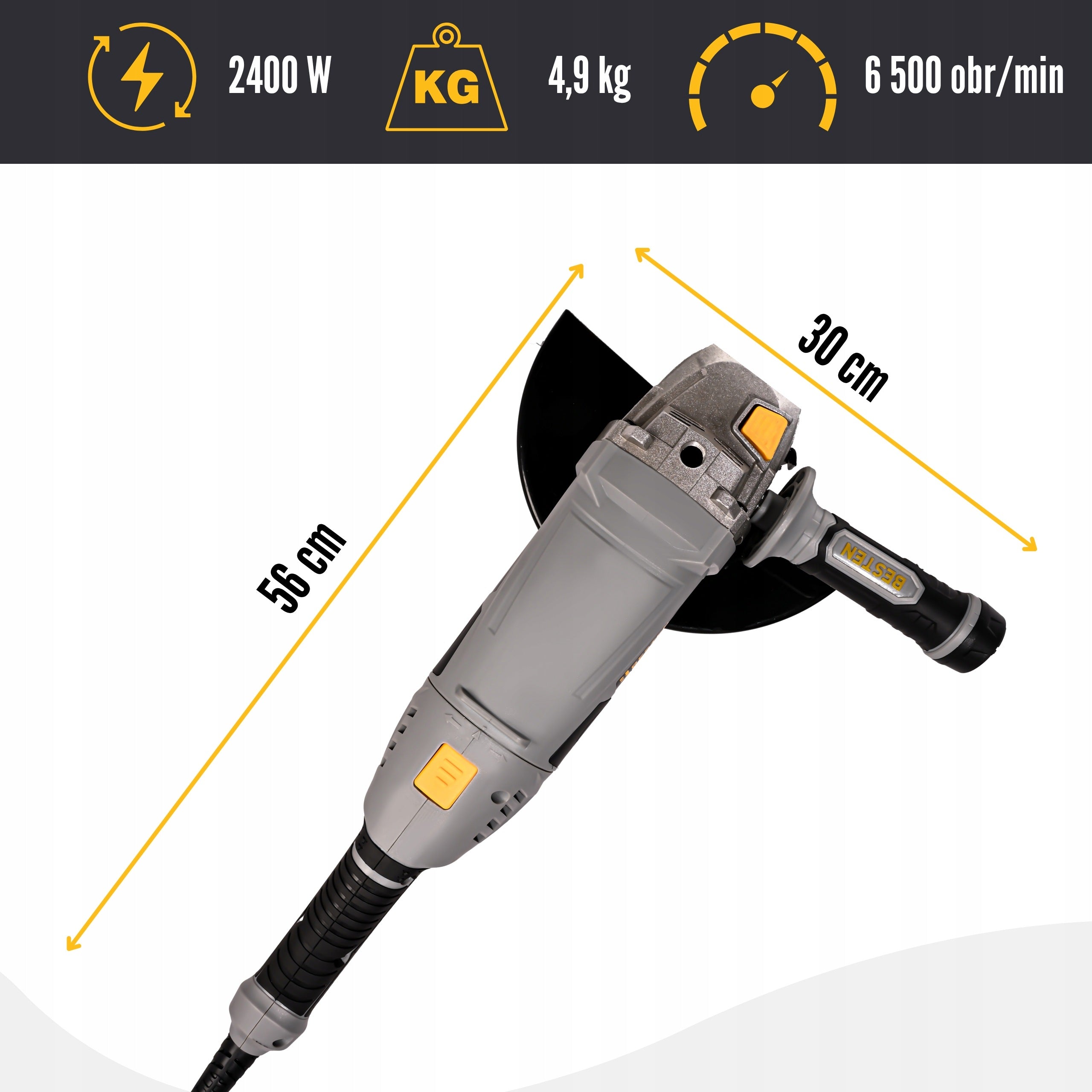 Angle Grinder 230mm DIAX Angle Grinder 2400W Free Start Strong Handle BESTEN Packaging status original