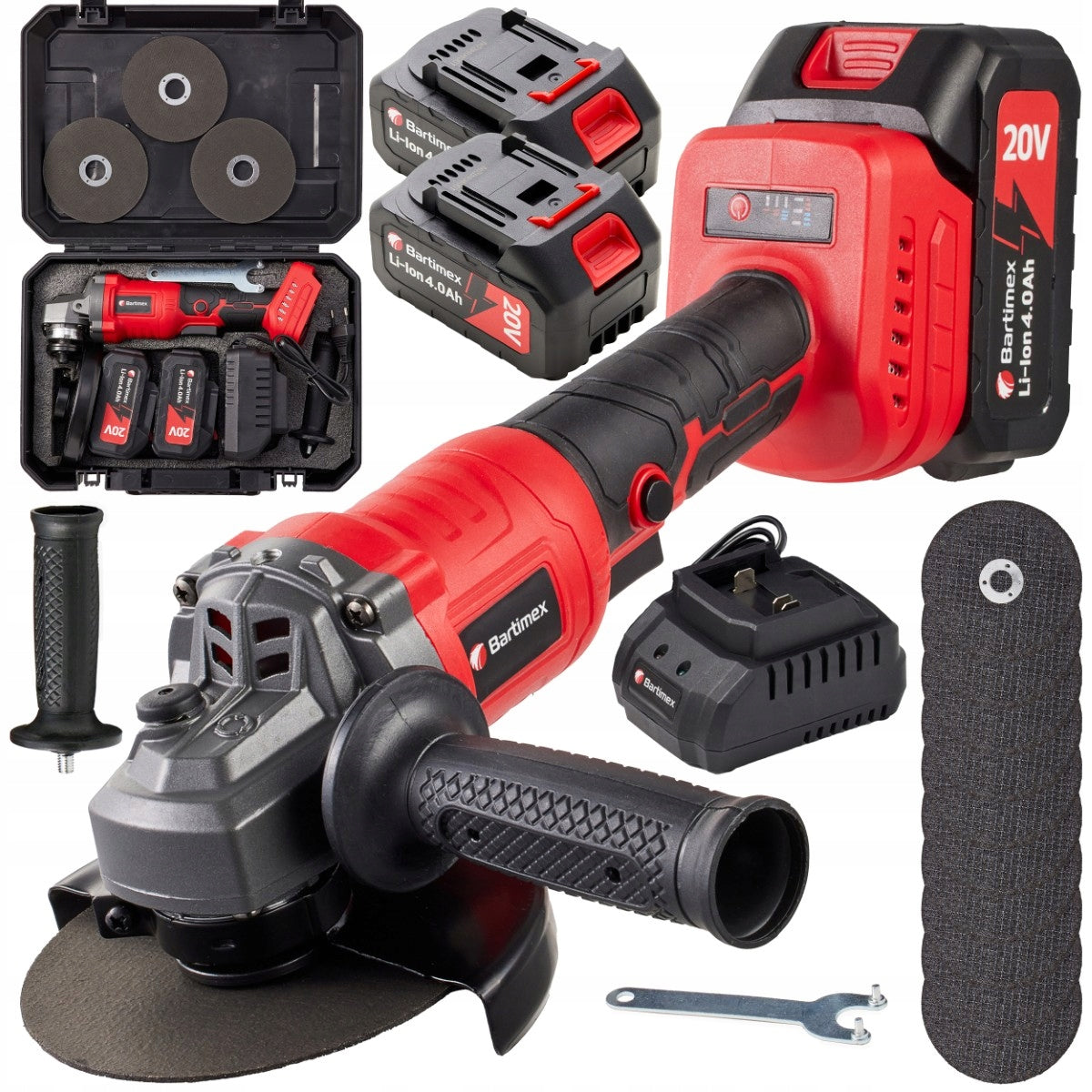 Angle Grinder Cordless Brushless 2x 4,0Ah Rubber Angle Diax