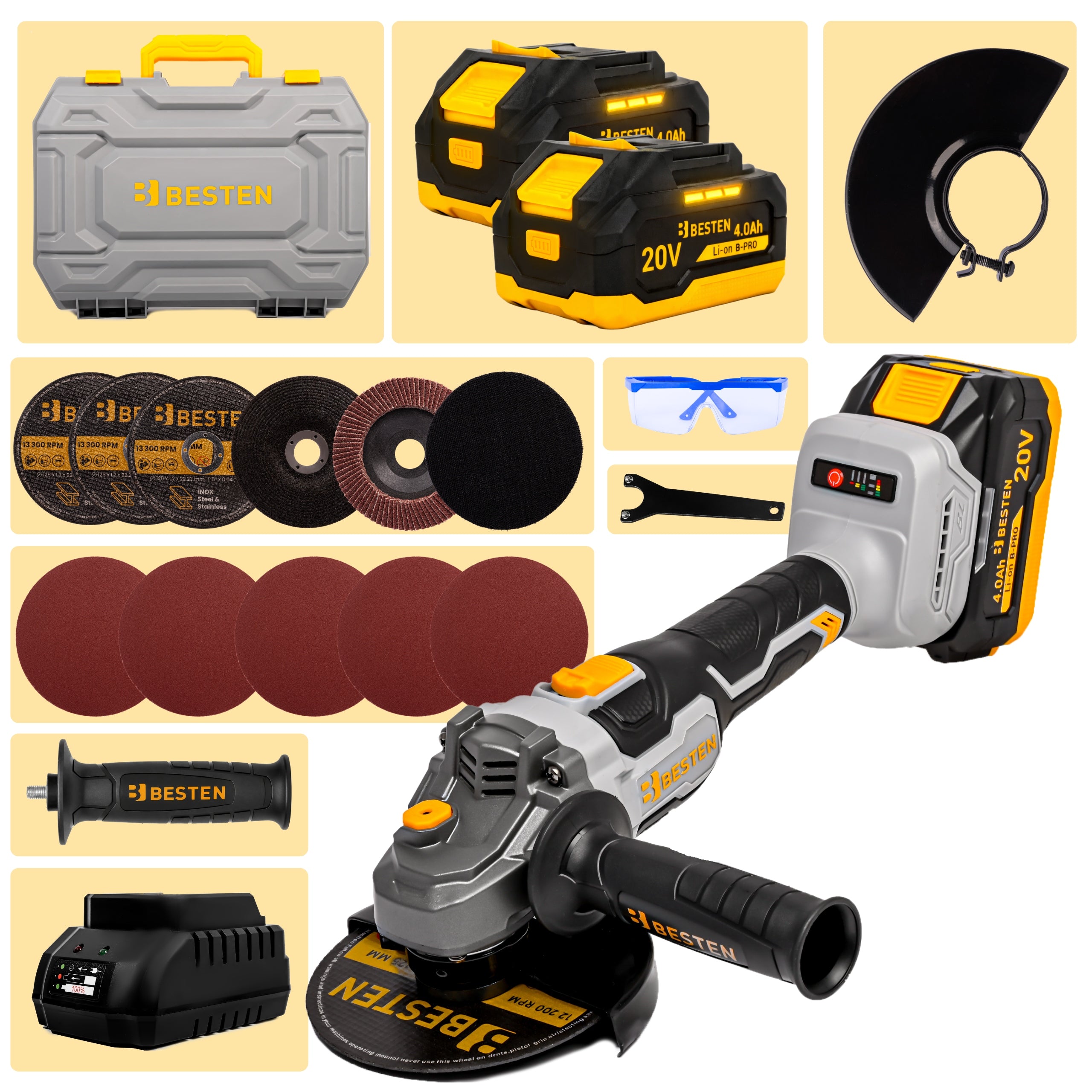 Angle Grinder Cordless Brushless Angle Diax BESTEN 2XAku 4Ah Packaging status original