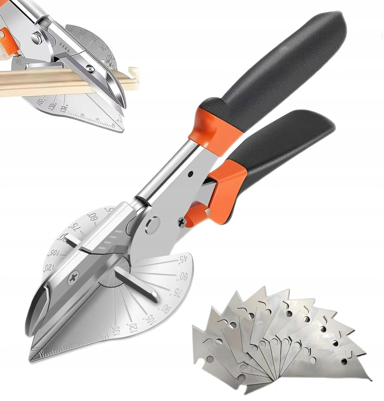 Angle cutting shears with protractor for gaskets and slats+12blades
