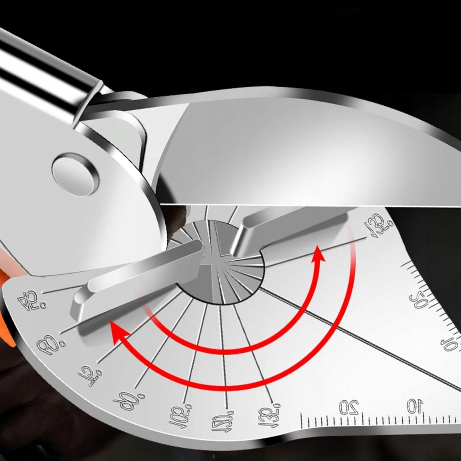 Angle cutting shears with protractor for gaskets and slats Product weight with unit packaging 0.5 kg