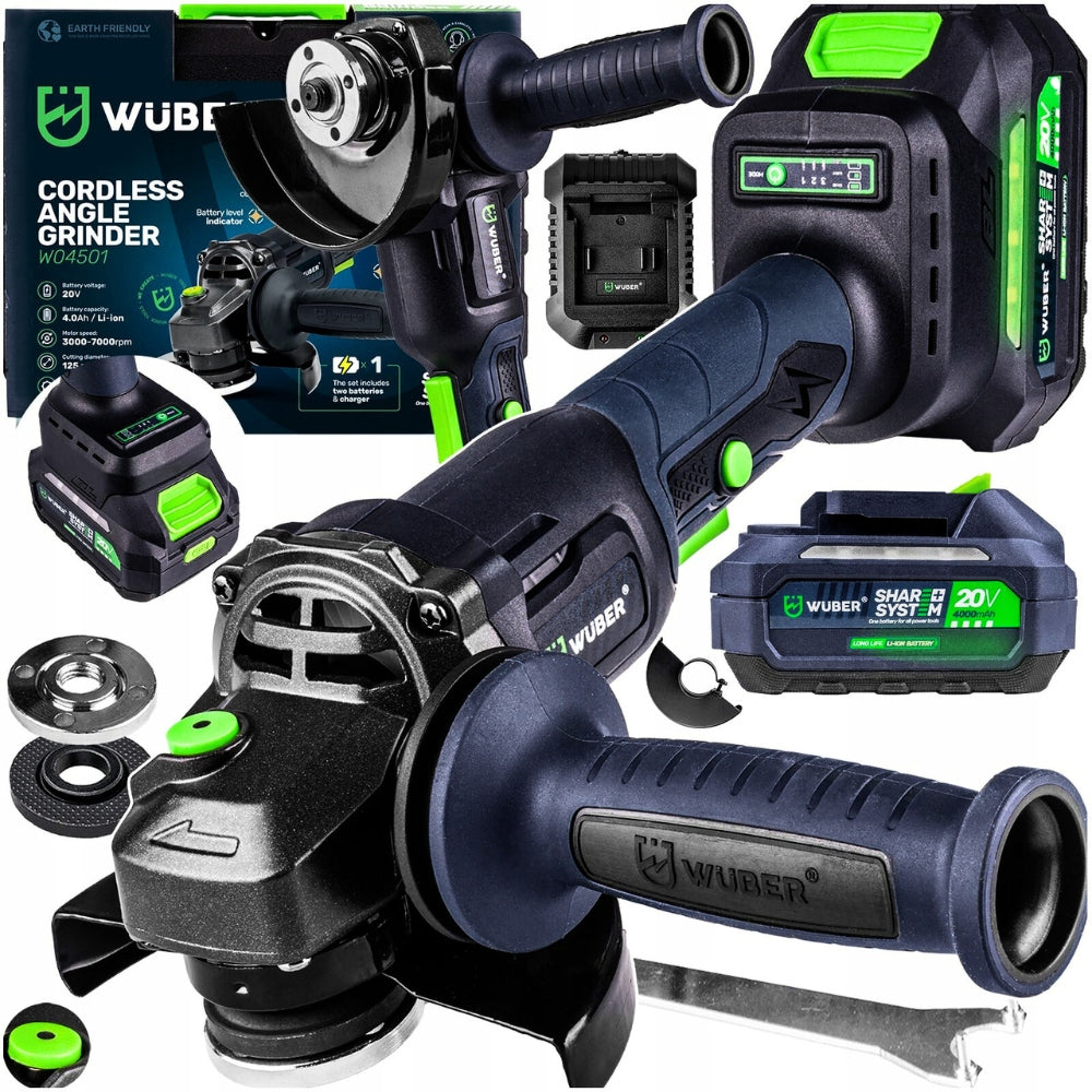 Angle grinder CORDLESS angle DIAX + 1 aku 4.0AH charger SET Manufacturer code SZLIFIERKA KĄTOWA AKUMULATOROWA 1 AKU WUBER