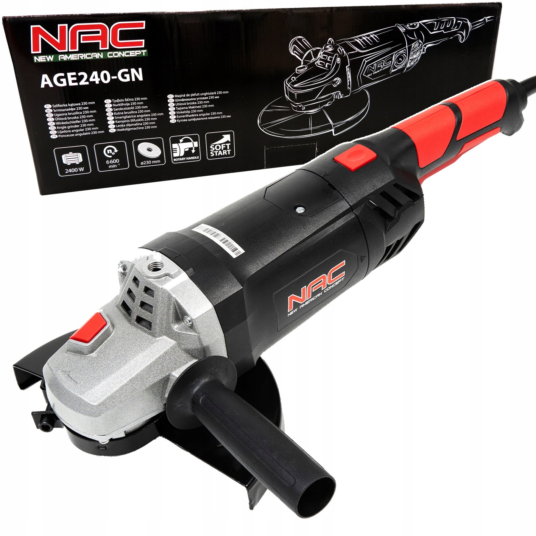 Angle grinder angle NAC AGE240-GN Soft Start rpm 230mm 2400W