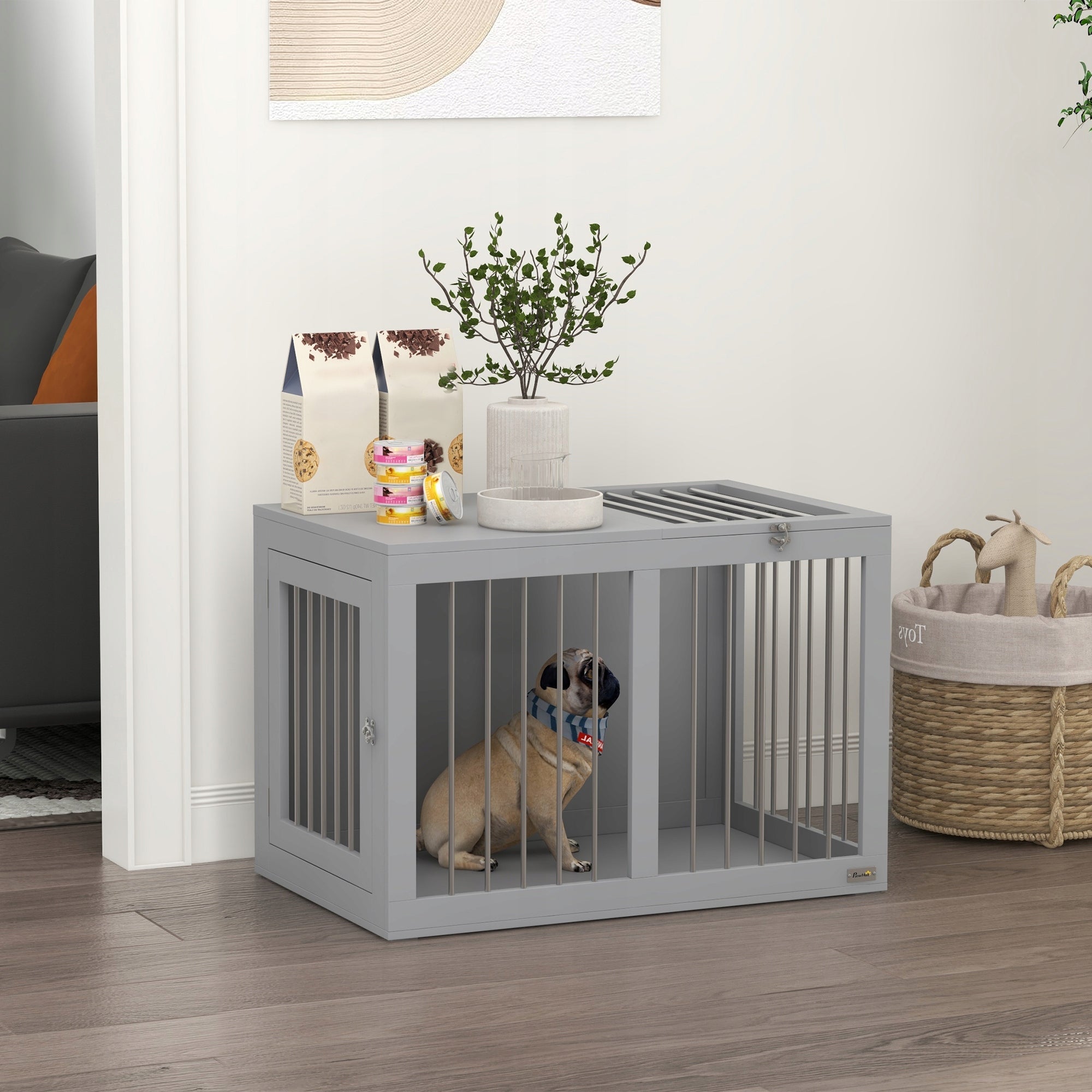 Animal Dog Cage Grey with Door Playpen Buda Cottage 80x50x56,5cm Length 80 cm