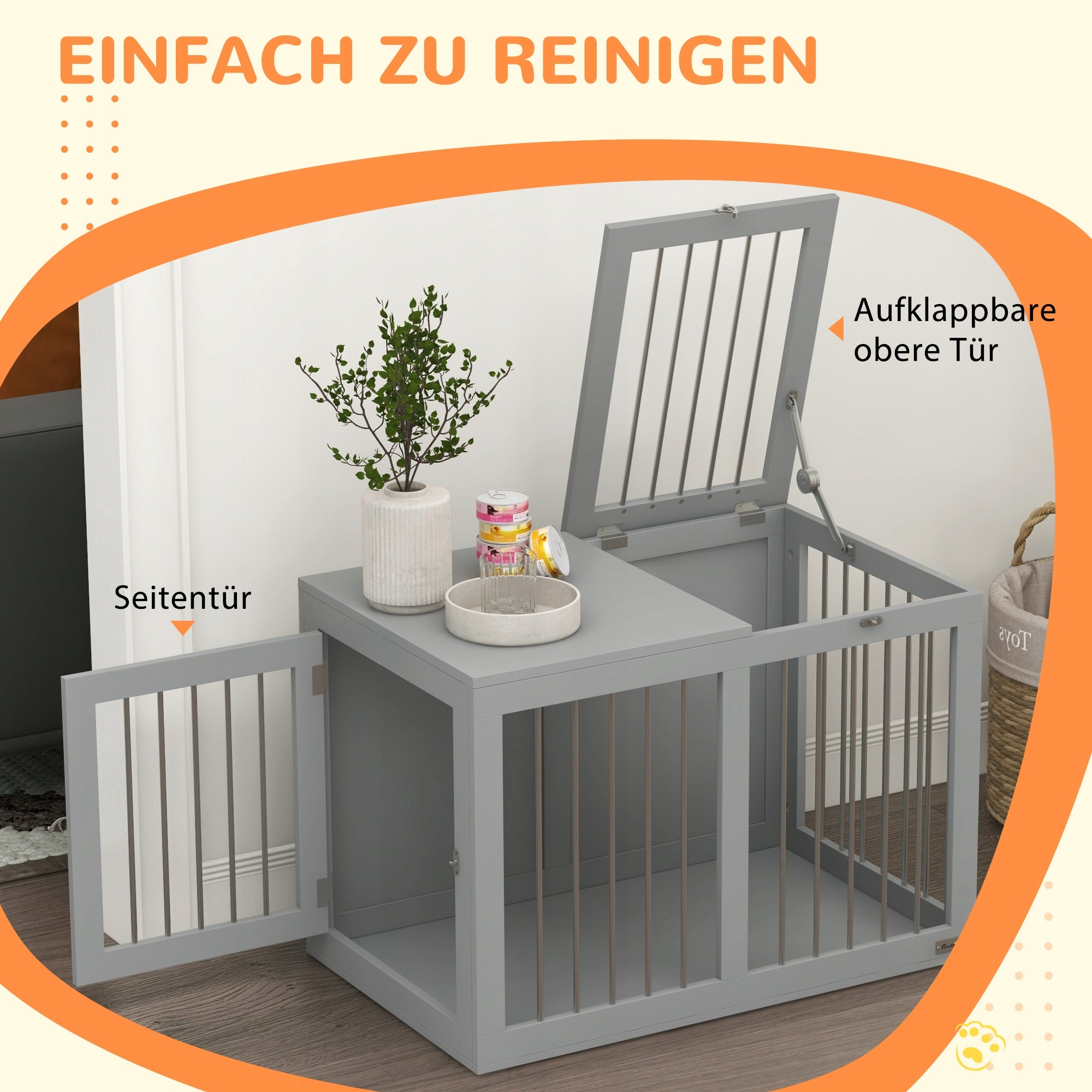 Animal Dog Cage Grey with Door Playpen Buda Cottage 80x50x56,5cm Material of manufacture metal
