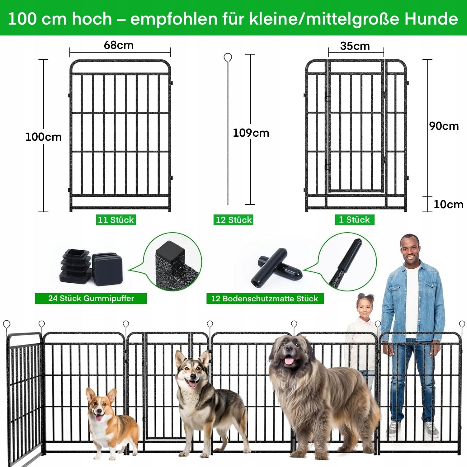 Animal Dog Playpen 12 Panels 100cm Thick Iron Pipe With Door Kind playpen