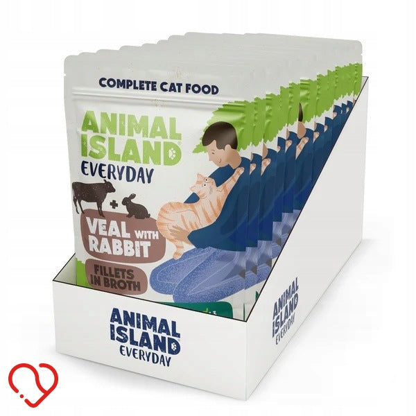 Animal Island Cat Sachets Fillets in Broth Veal Rabbit 12x85g