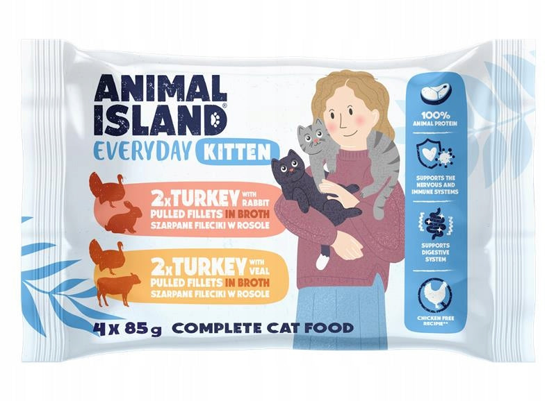 Animal Island Morka Food for Kittens TURKEY / RABBIT / VEAL 4x85g Manufacturer code KITTEN-4-PACK