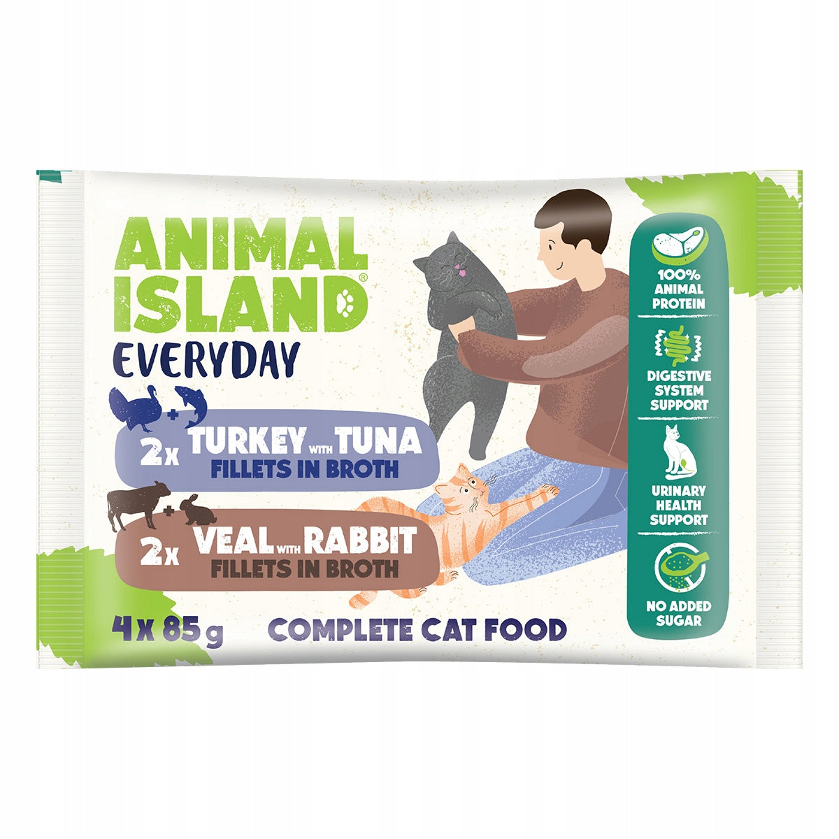 Animal Island Wet Cat Food 4 Pack Veal/Rabbit & Turkey/Tuna