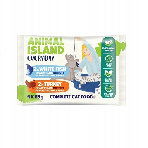 Animal Island Wet Cat Food Everyday Turkey and White Fish 4x85g EAN (GTIN) 5904905081490
