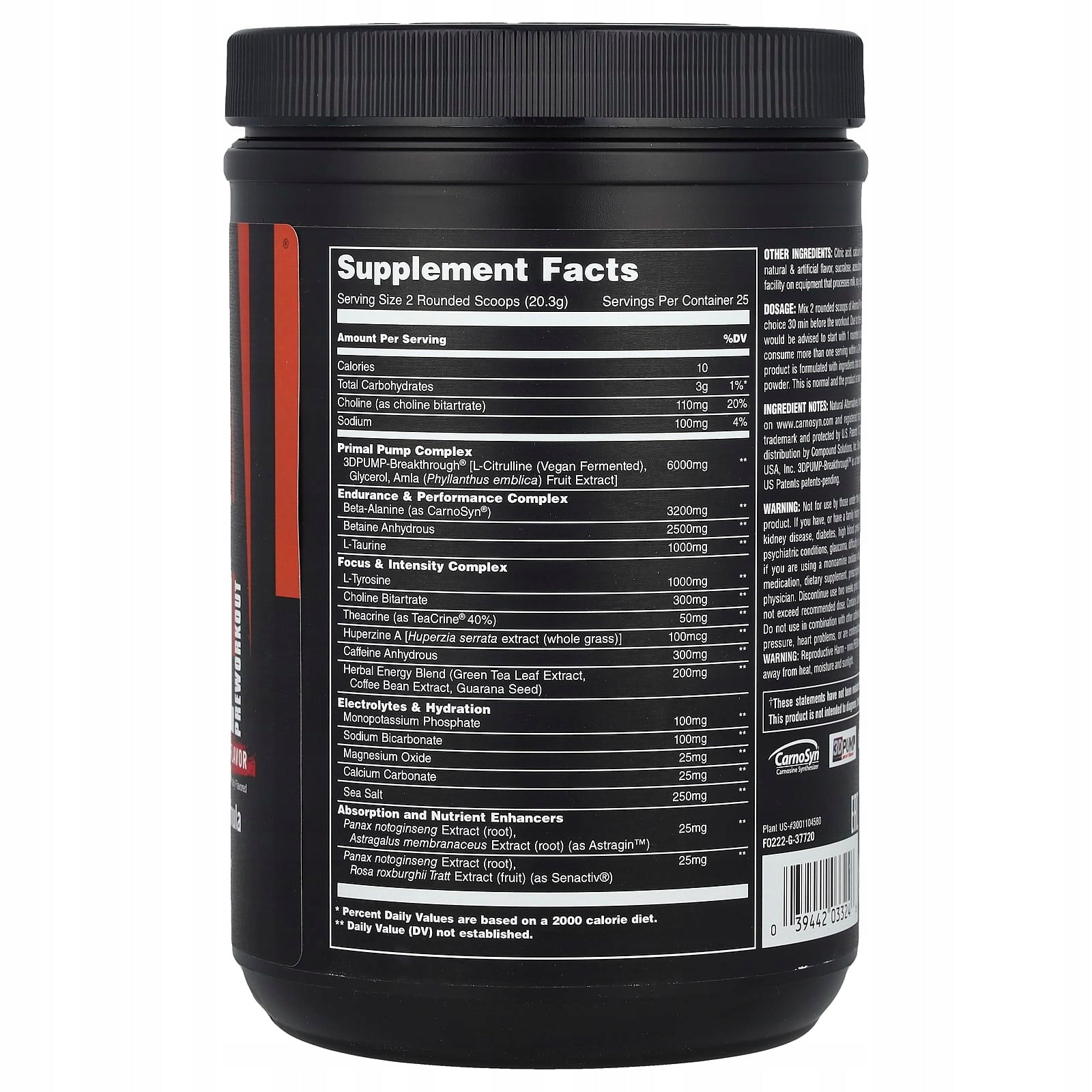 Animal, Primal Preworkout Powder, Fruit punch, 507,5 g Expiration date at least 3 months from the date of purchase