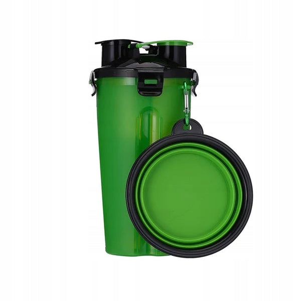 Animal Travel Container with 2in1 Food Bowl for Dog Walk