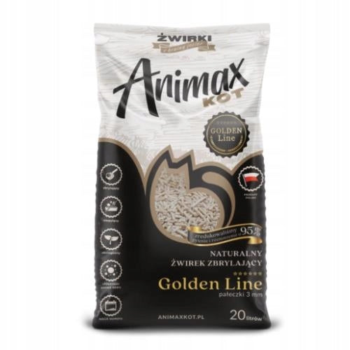 AnimaxKot Golden Line Natural Clumping Litter Pellets 3 mm, 20 L