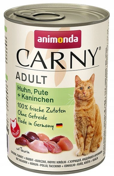 Animonda Carny Adult Cat Can CHICKEN TURKEY + RABBIT Can 400g