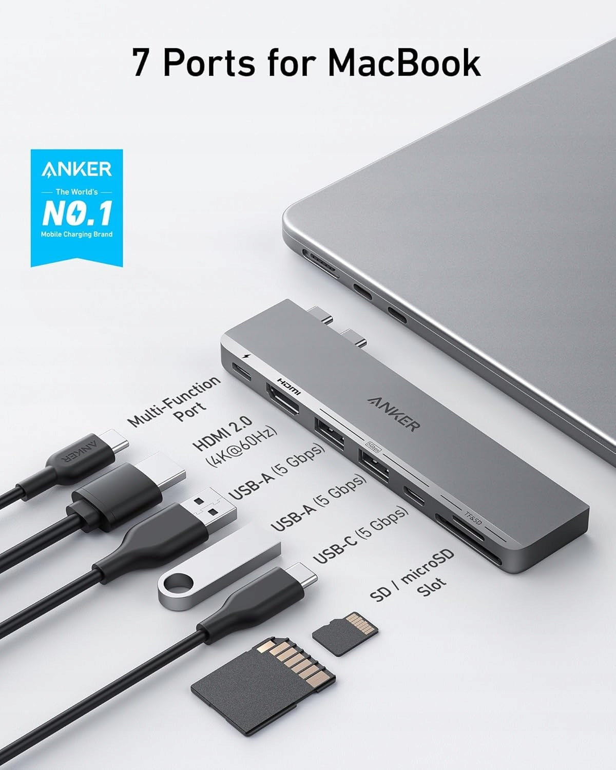 Anker 547 USB-C Hub 7in2 MacBook Air Pro MagSafe 5K 4K 40Gbps Manufacturer Anker