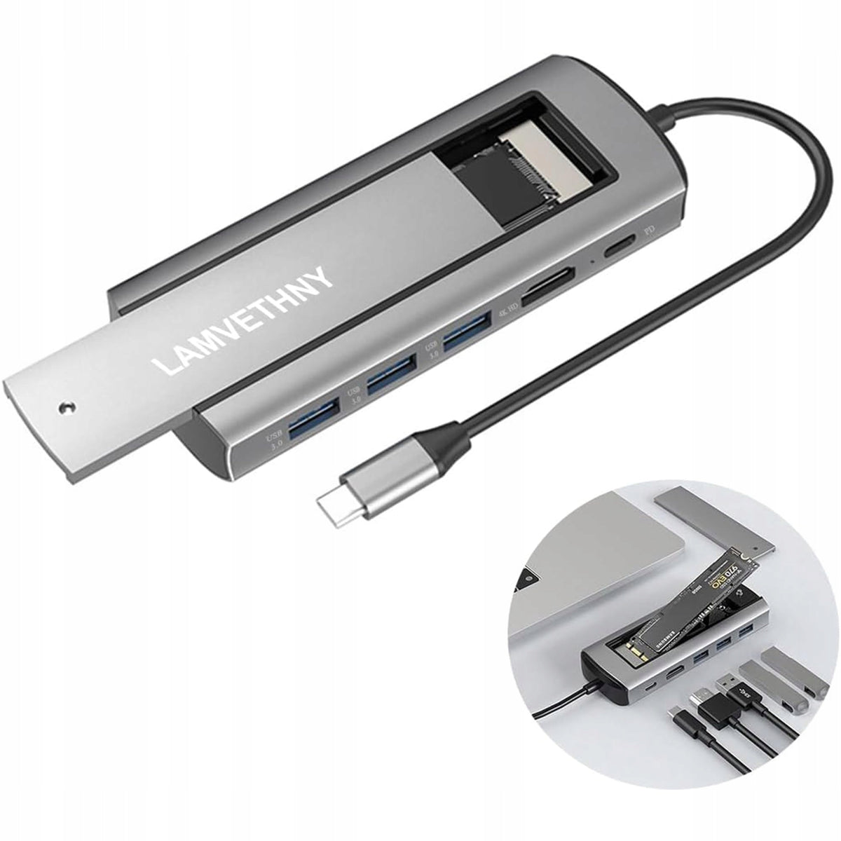Anker A8385 6-in-1 hub 4K display support Macbook 100W