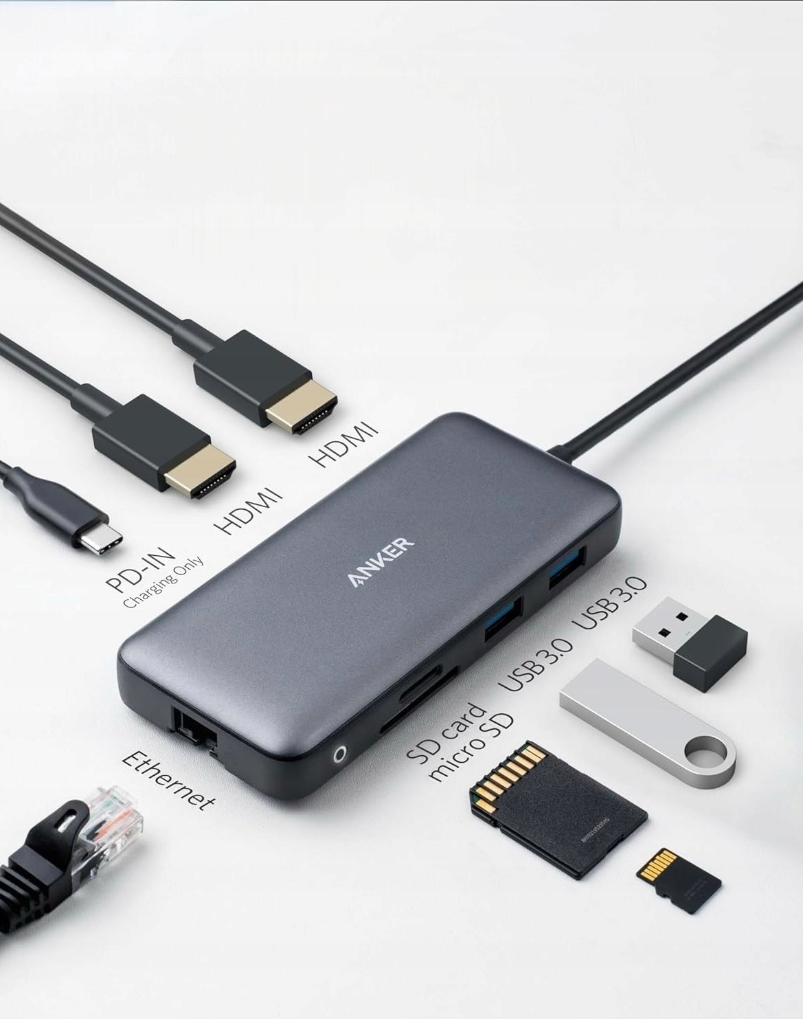 Anker PowerExpand 8-in-1 USB-C Hub, Dual 4K HDMI, 100W Power Delivery Packaging status original