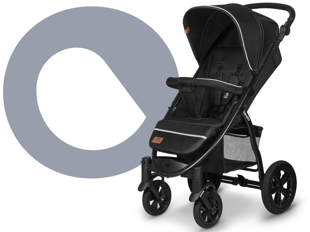 Annet Tour Lionelo up to 22kg stroller, large rubber wheels - Black Carbon Packaging status original