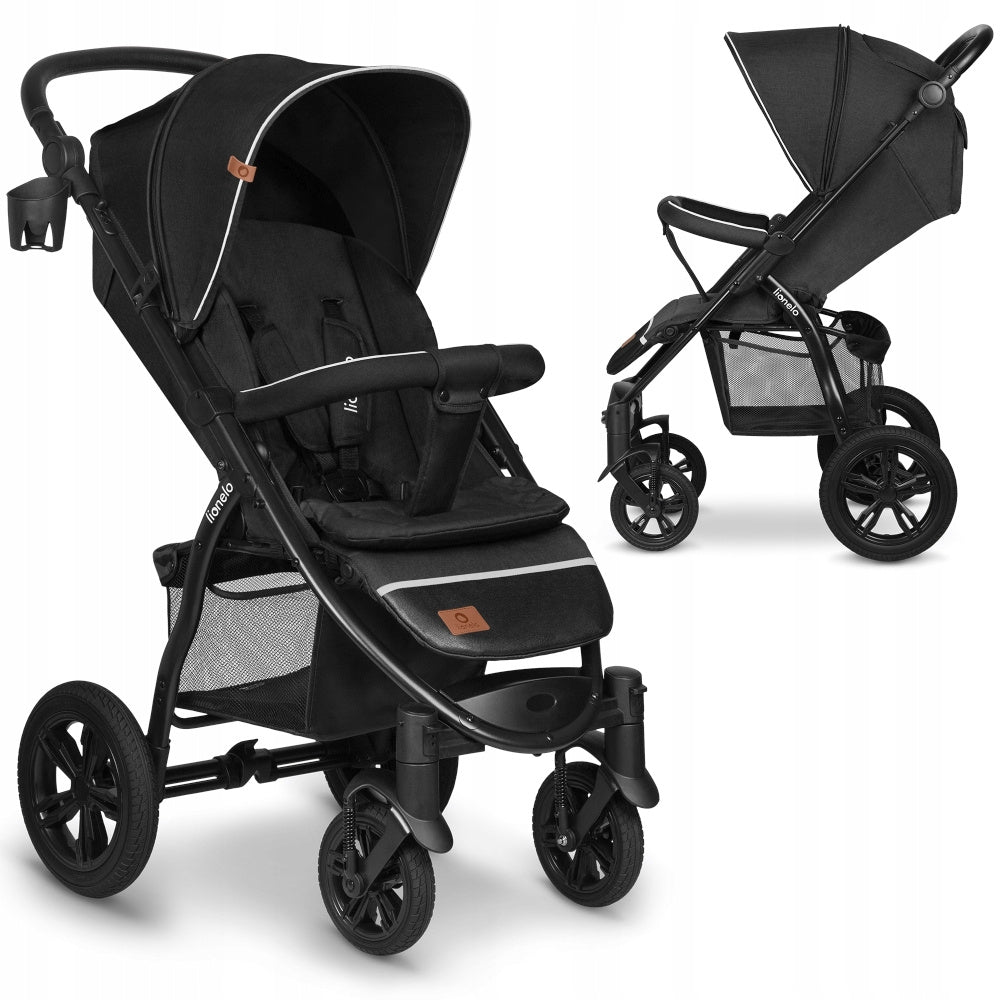 Annet Tour Lionelo up to 22kg stroller, large rubber wheels - Black Carbon