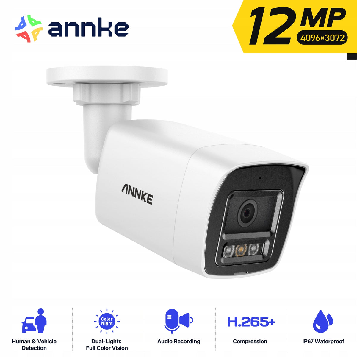 Annke C1200 -12MP HD IP Security Camera Poe Dual Light IP67