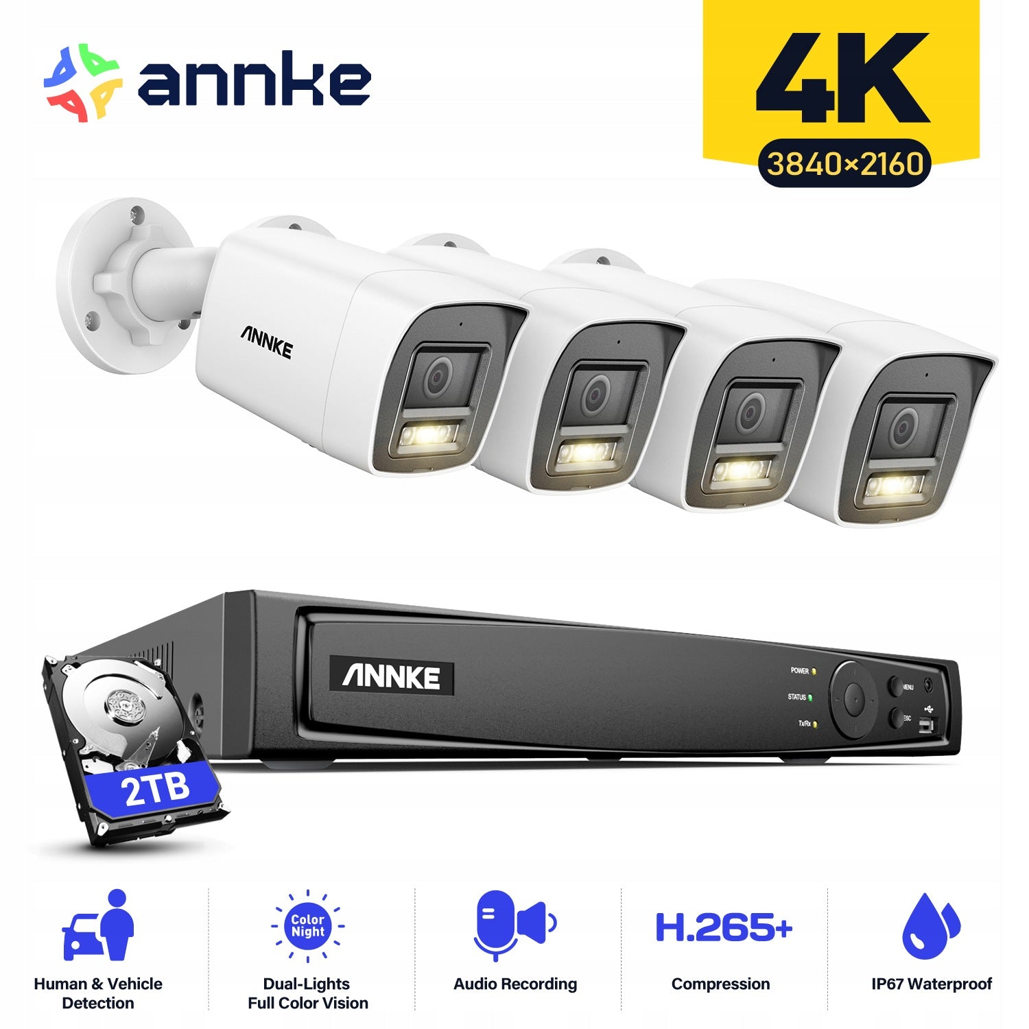 Annke H800 4K Cameras PoE Security System 2T HDD