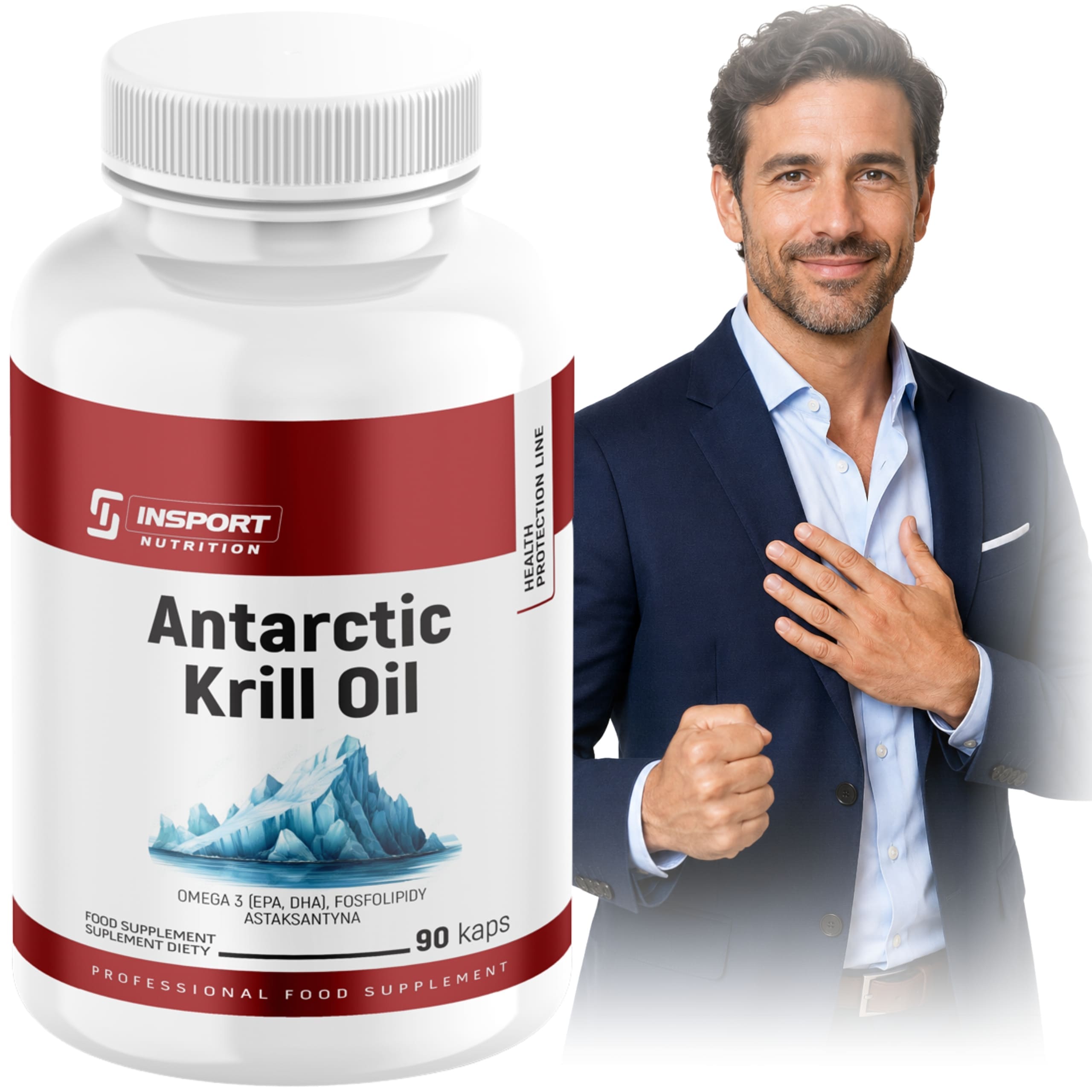 Antarctic KRILL OIL 1000mg 90 kap EPA DHA BRAIN HEART | INSPORT