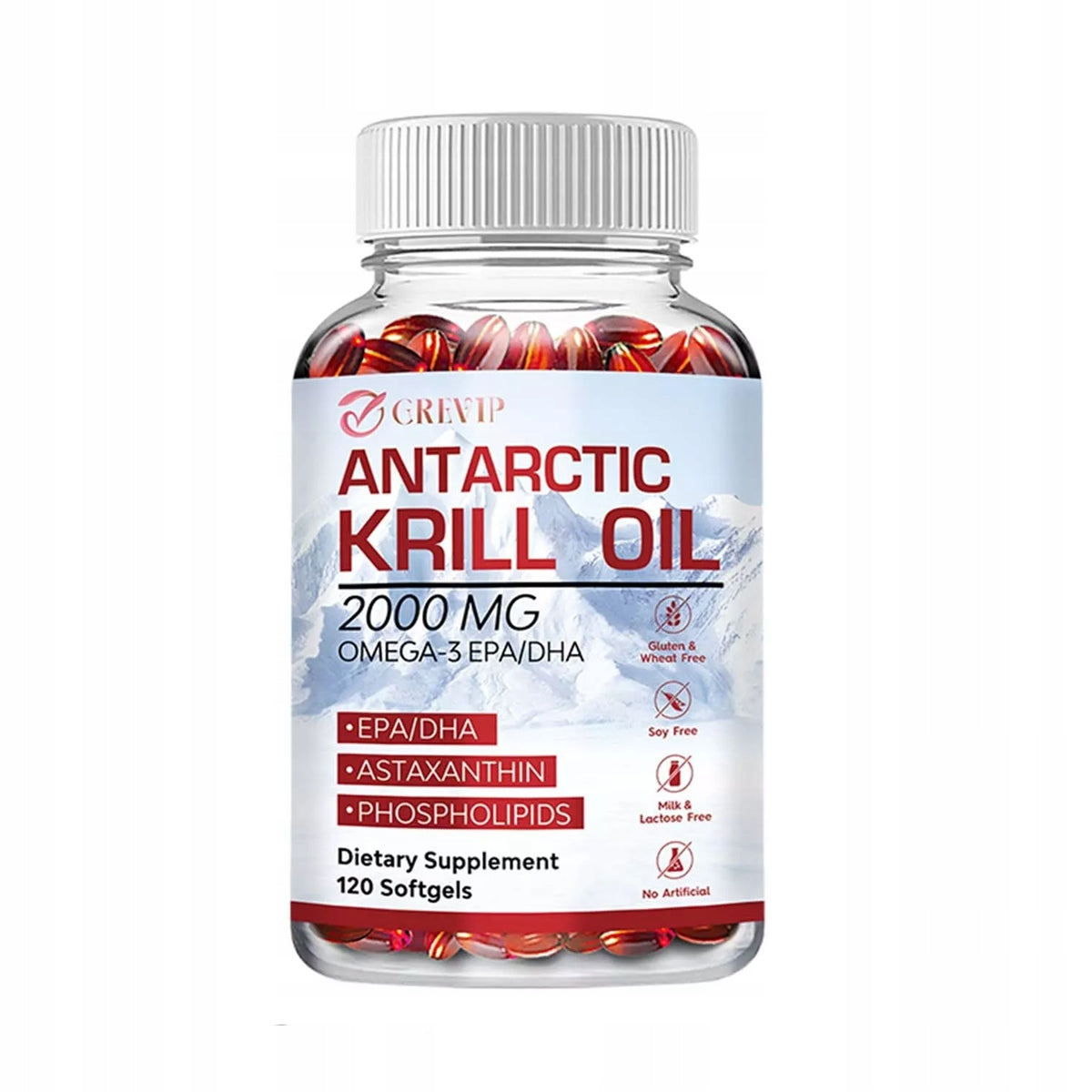 Antarctic krill oil 2000 mg - with Omega-3 acids EPA, DHA, astax...