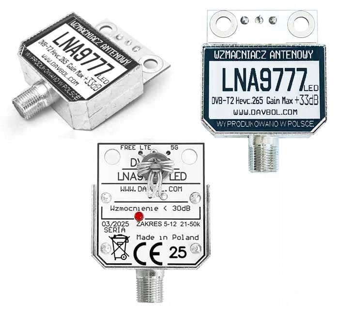 Antenna amplifier +49% LNA9777F DVB-T2 LED Poland Manufaktura Davbol