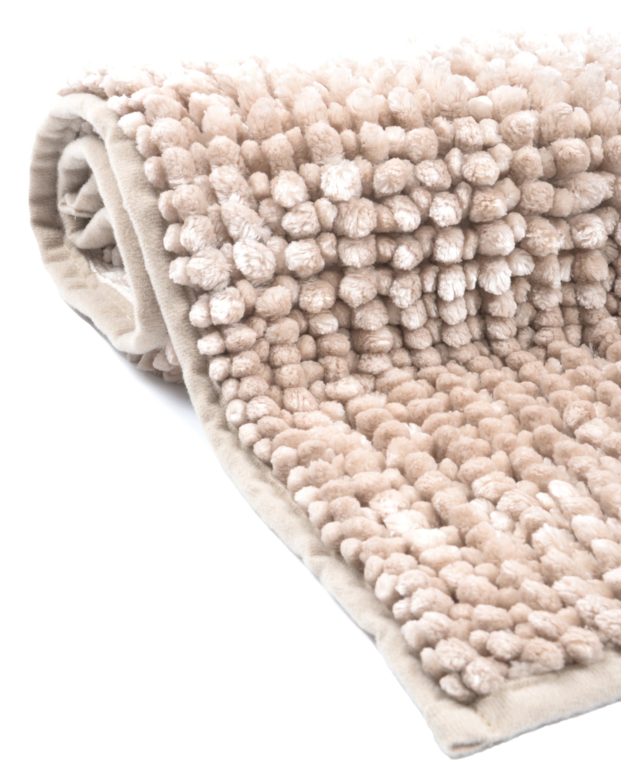 Anti-Slip Bathroom Rug Beige Fluffy Shaggy Chenille 50x80cm Shape rectangle