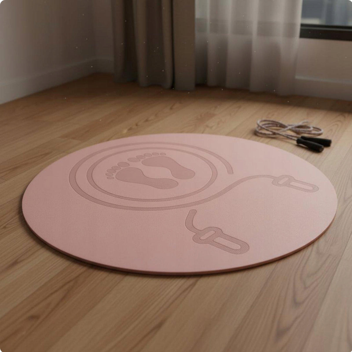 Anti Slip Exercise Pad Noise Reduction Round Rubber Gym Mat Pink 60x60x1cm
