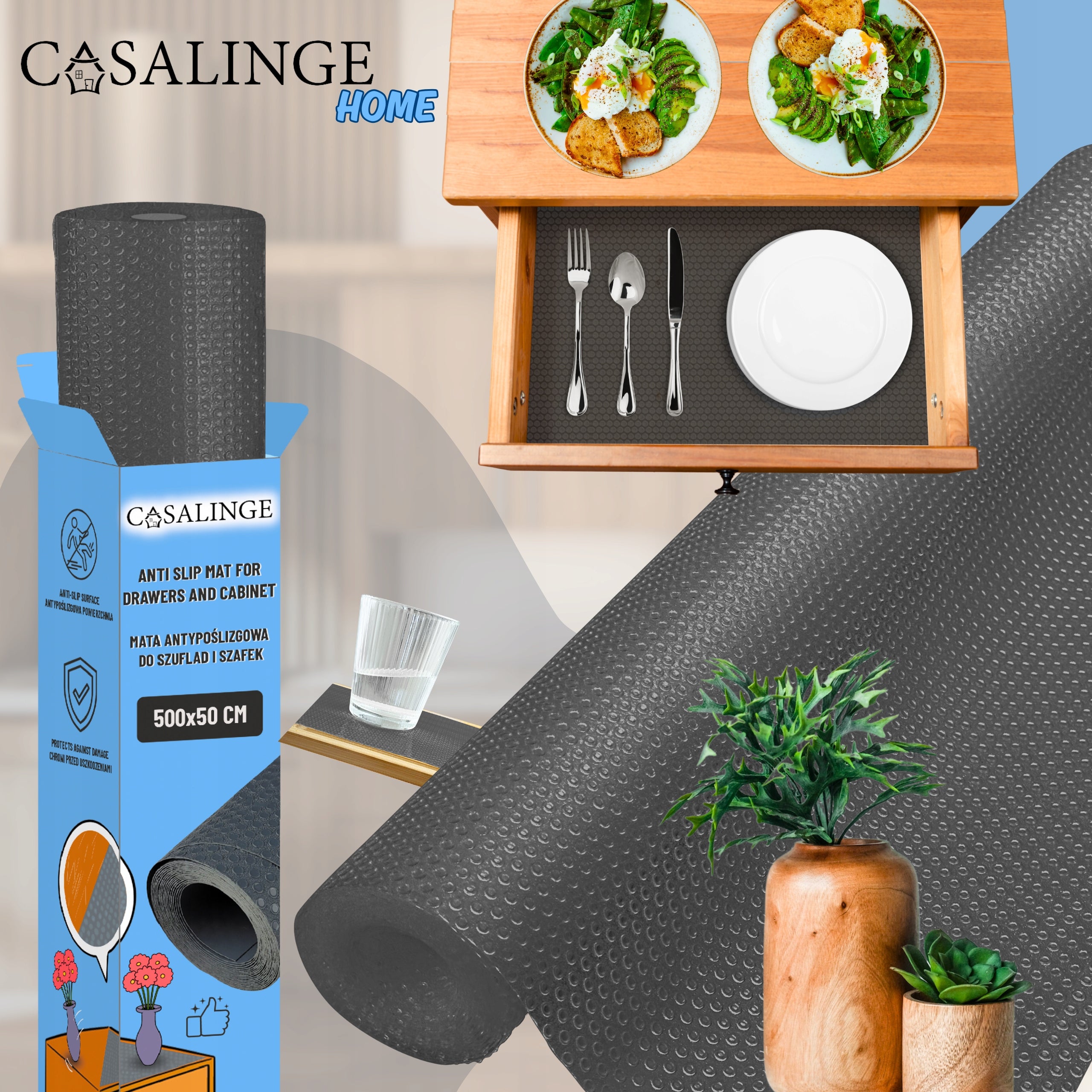 Anti-Slip Mat For Drawers Protective Cabinets 500x50 Cabinet Pad Large Packaging status original
