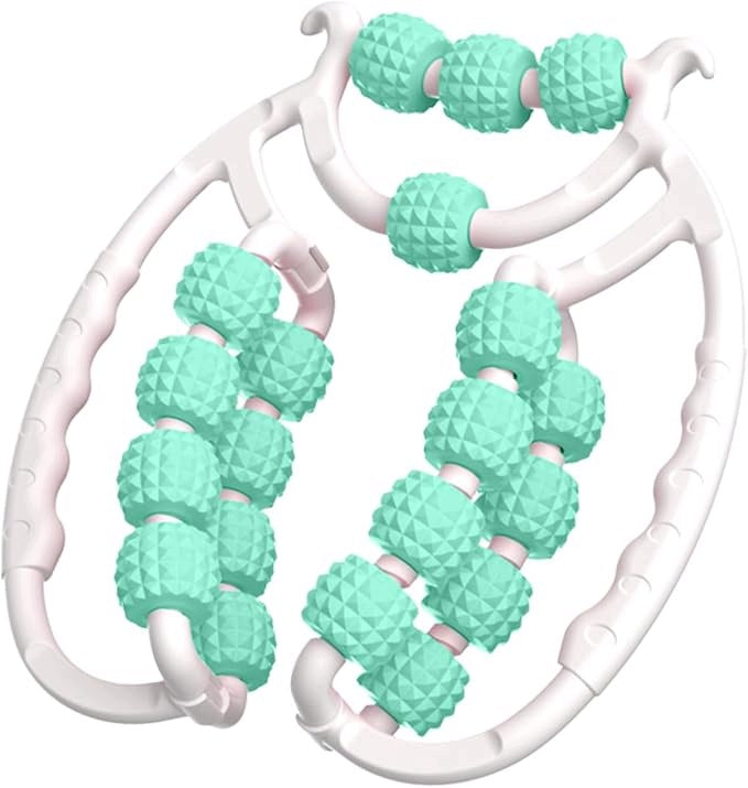 Anti-cellulite massager roller 20 rollers for legs and body green