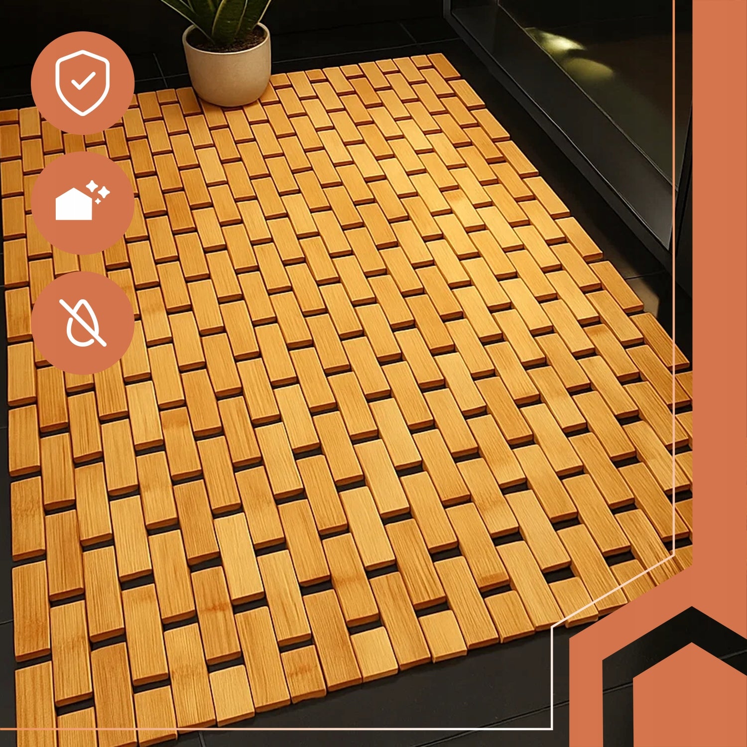 Anti-slip bamboo mat Ruhhy 26048 Manufacturer code 00026048